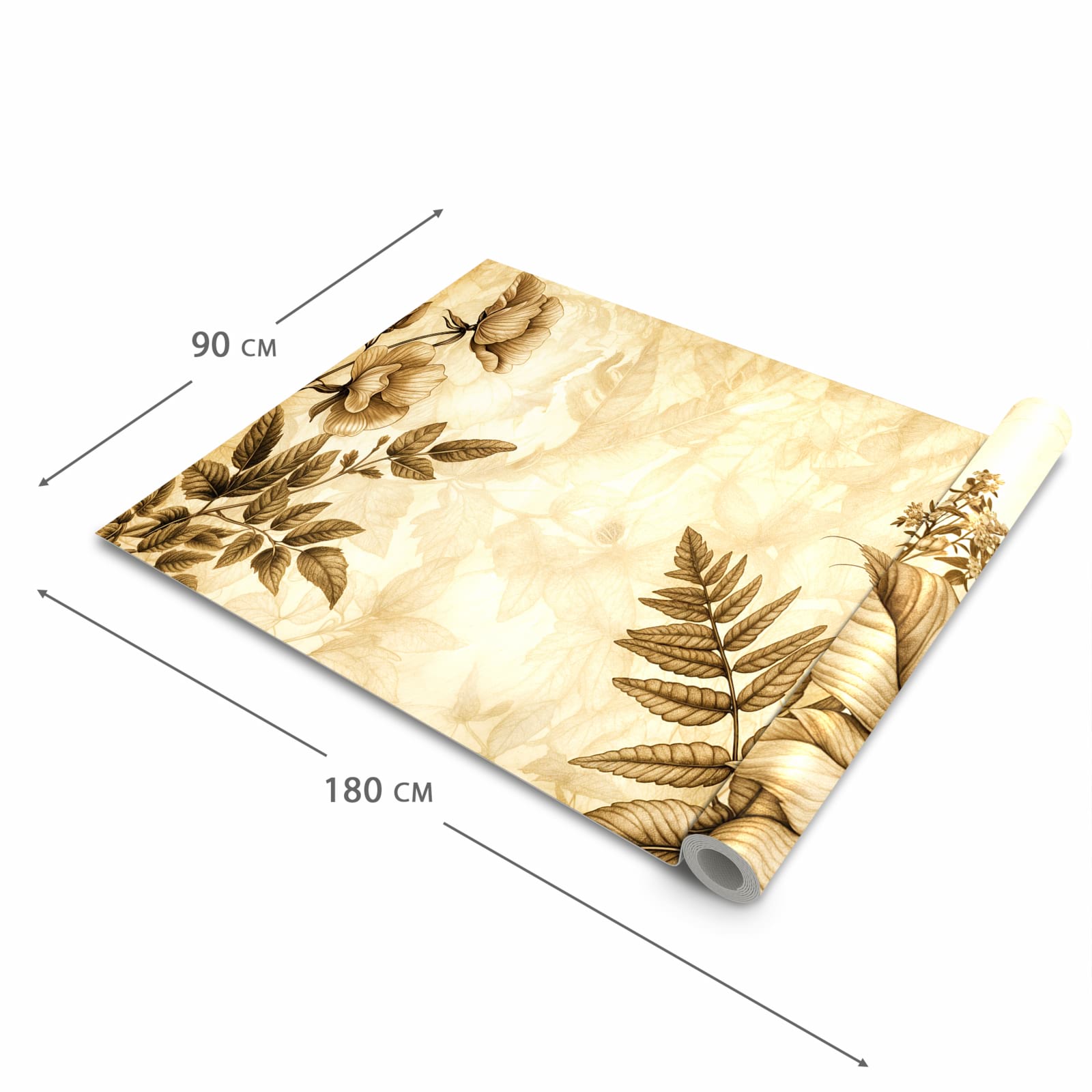 Rutschfester Küchenteppich mit Motiv Blumenblatt Kunstwerk in der Grösse 90x180 cm