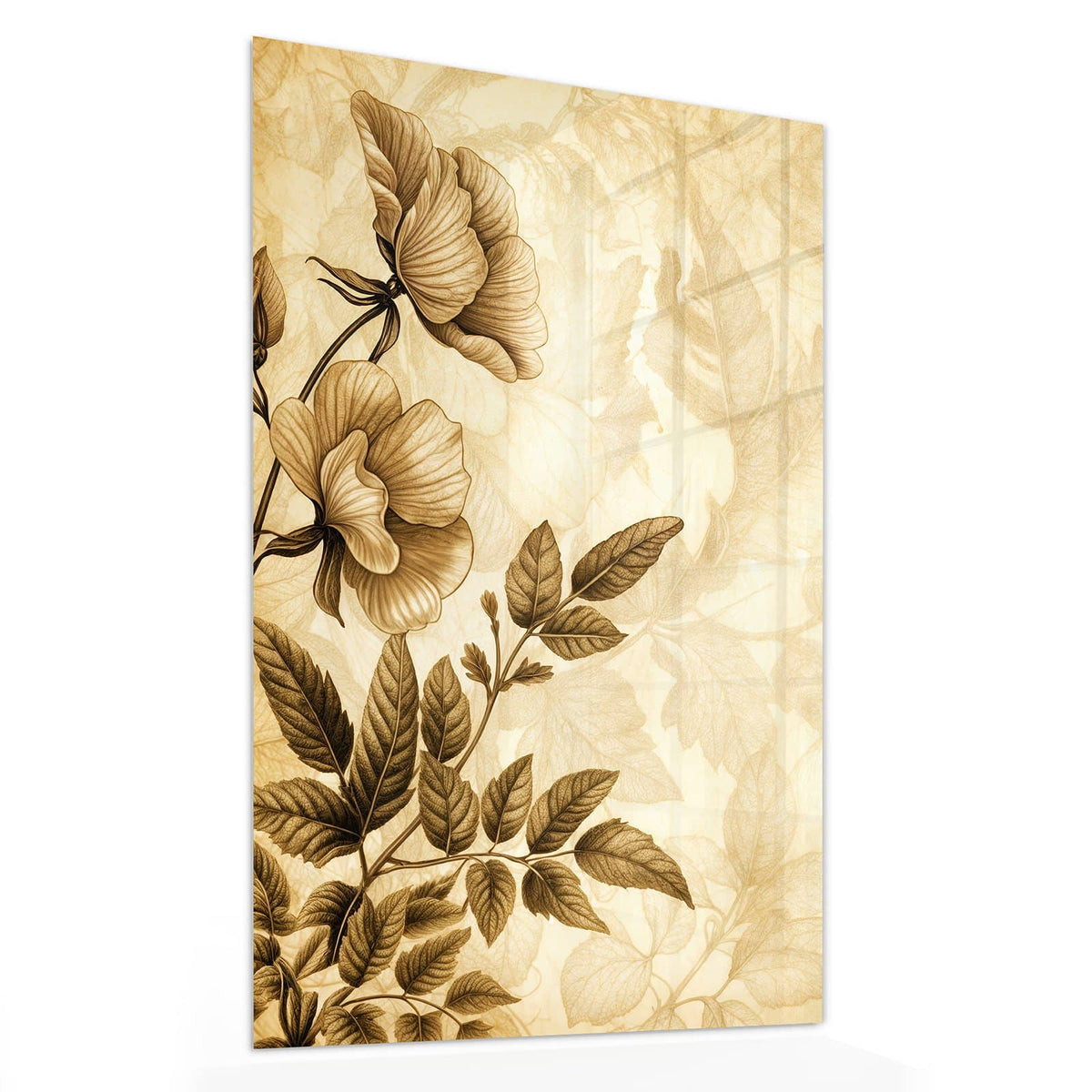 11 Größen – von 30 × 60 bis 60 × 150 cm – Wandbild - Botanik in Sepia - Hochformat