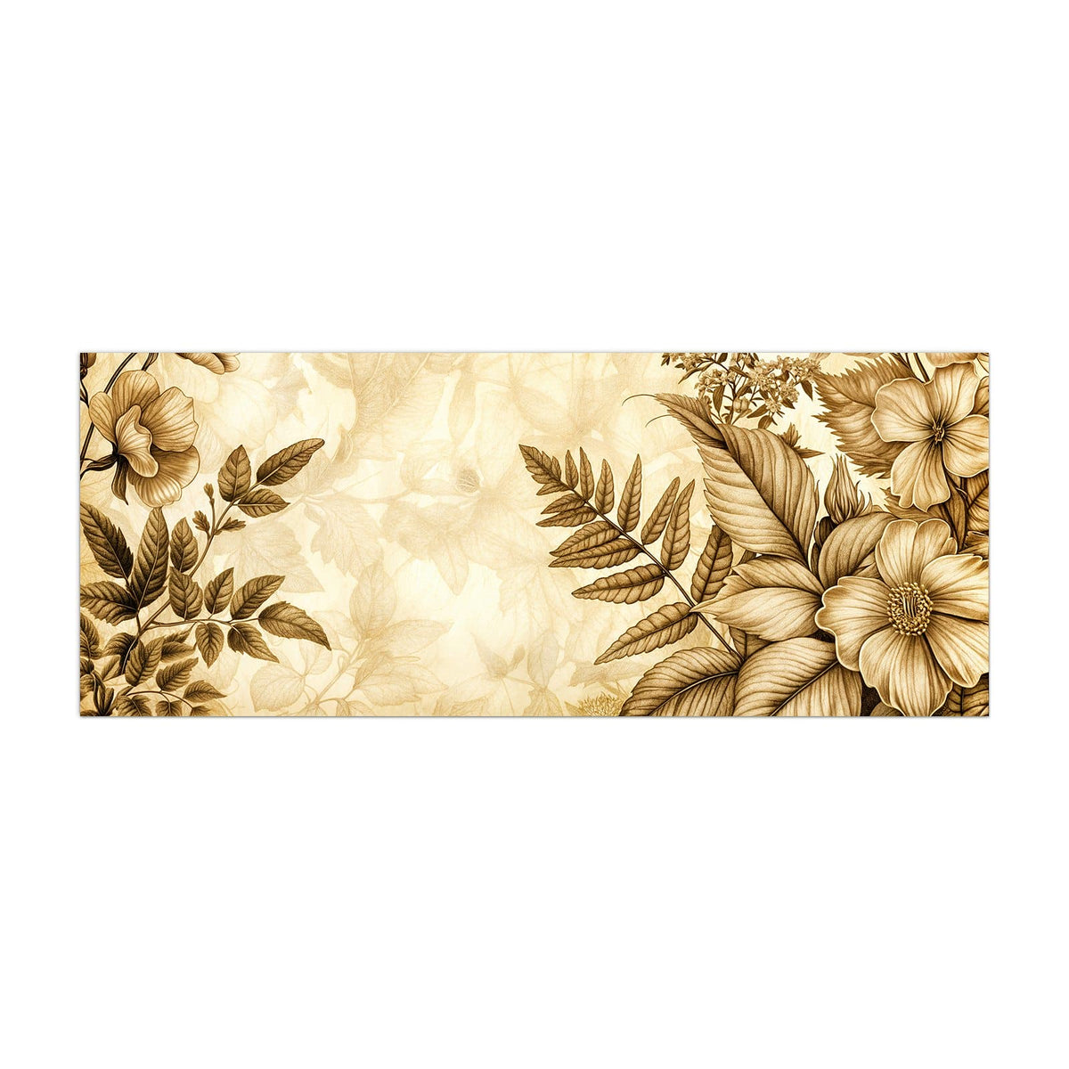 Küchenrückwand aus Glas Botanik in Sepia im Hochformat, Motiv bildfüllend von vorn