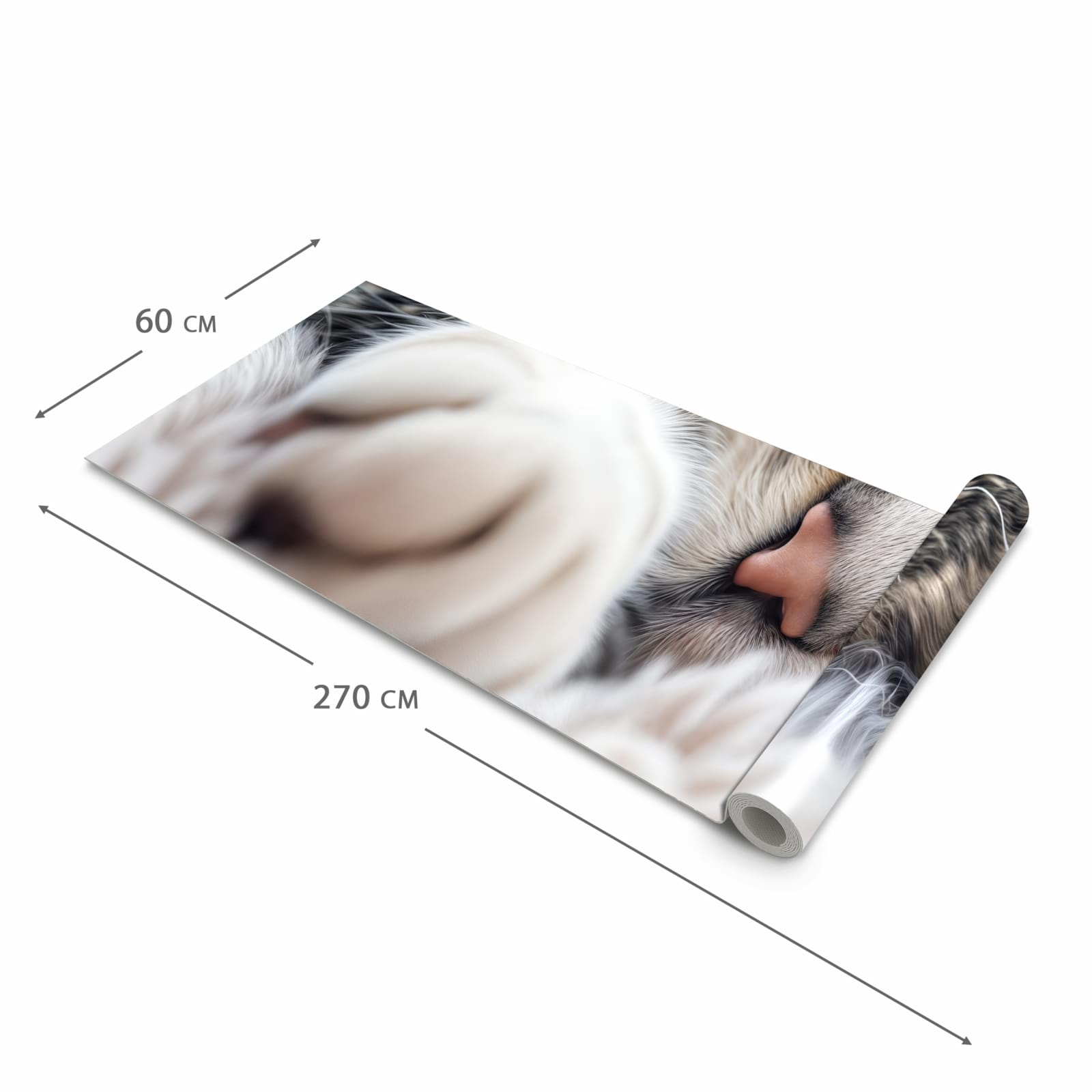 Zeitsparender waschbarer Küchenteppich mit Motiv Schlafende Katze in der Grösse 80x300 cm