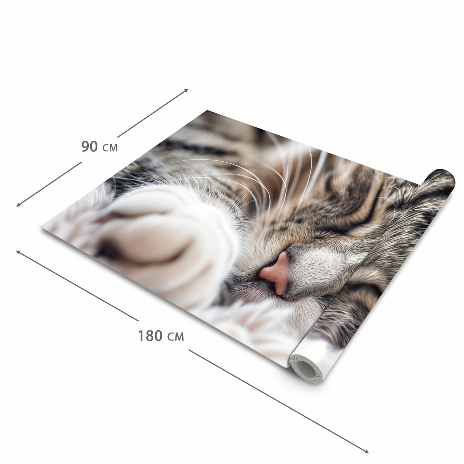 Schmutzabweisender waschbarer Küchenläufer mit Motiv Schlafende Katze in der Größe 90x180 cm