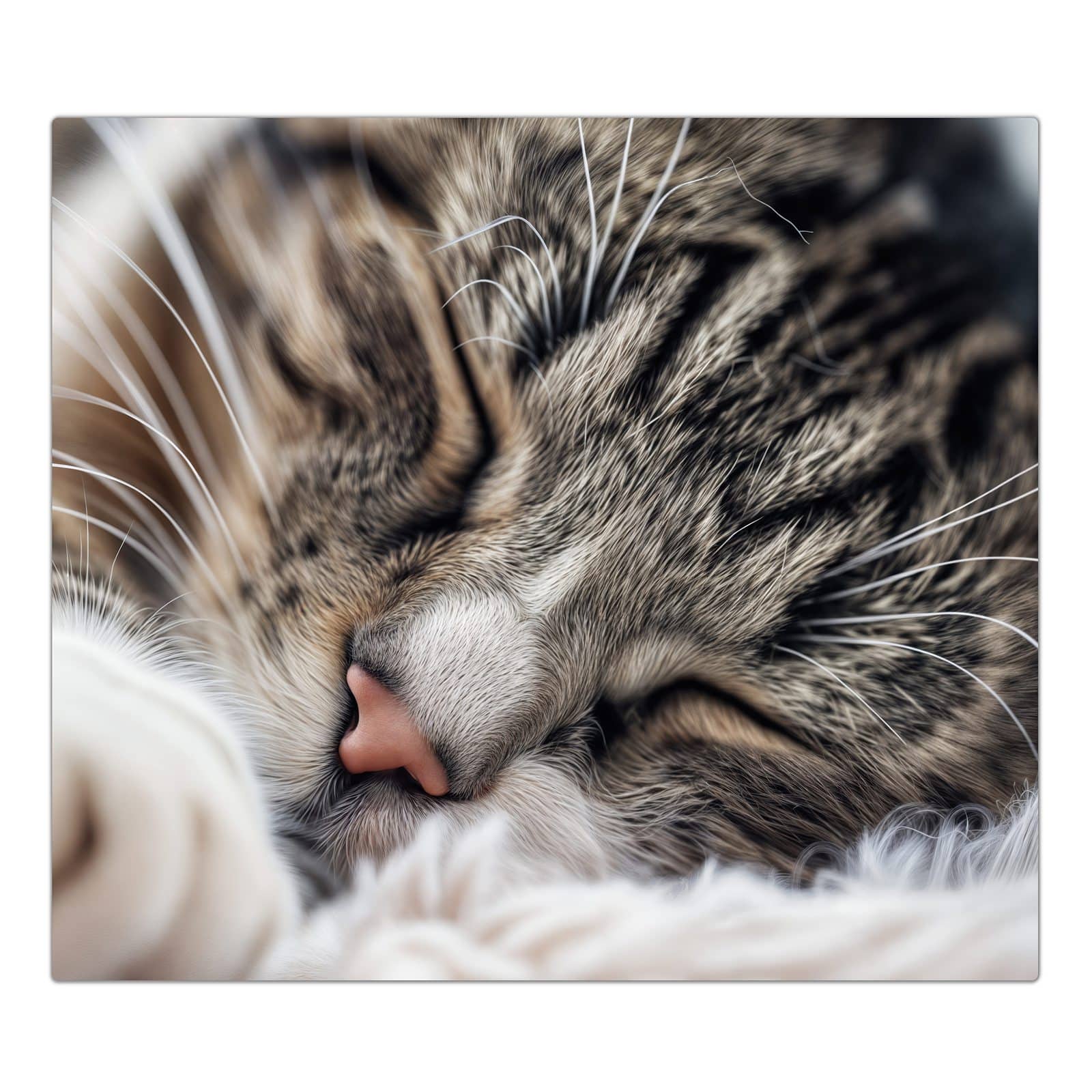 1-teilige Herdabdeckplatten aus Glas mit Schlafende Katze-Motiv in der Frontansicht