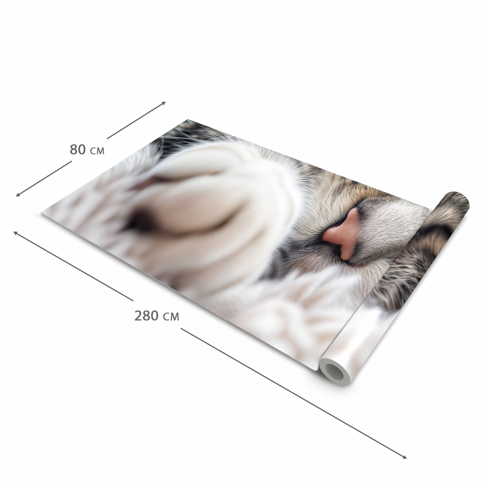 Wasserabweisender rutschfester Küchenläufer mit Motiv Schlafende Katze in der Grösse 90x180 cm