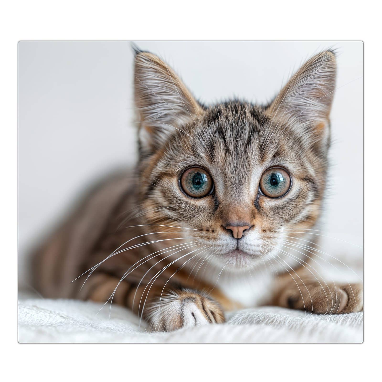 1-teilige Herdabdeckplatte für Ceranfeld mit Süße Kleine Katze-Motiv in der Frontansicht #grösse_1-Teilig (60x52cm)