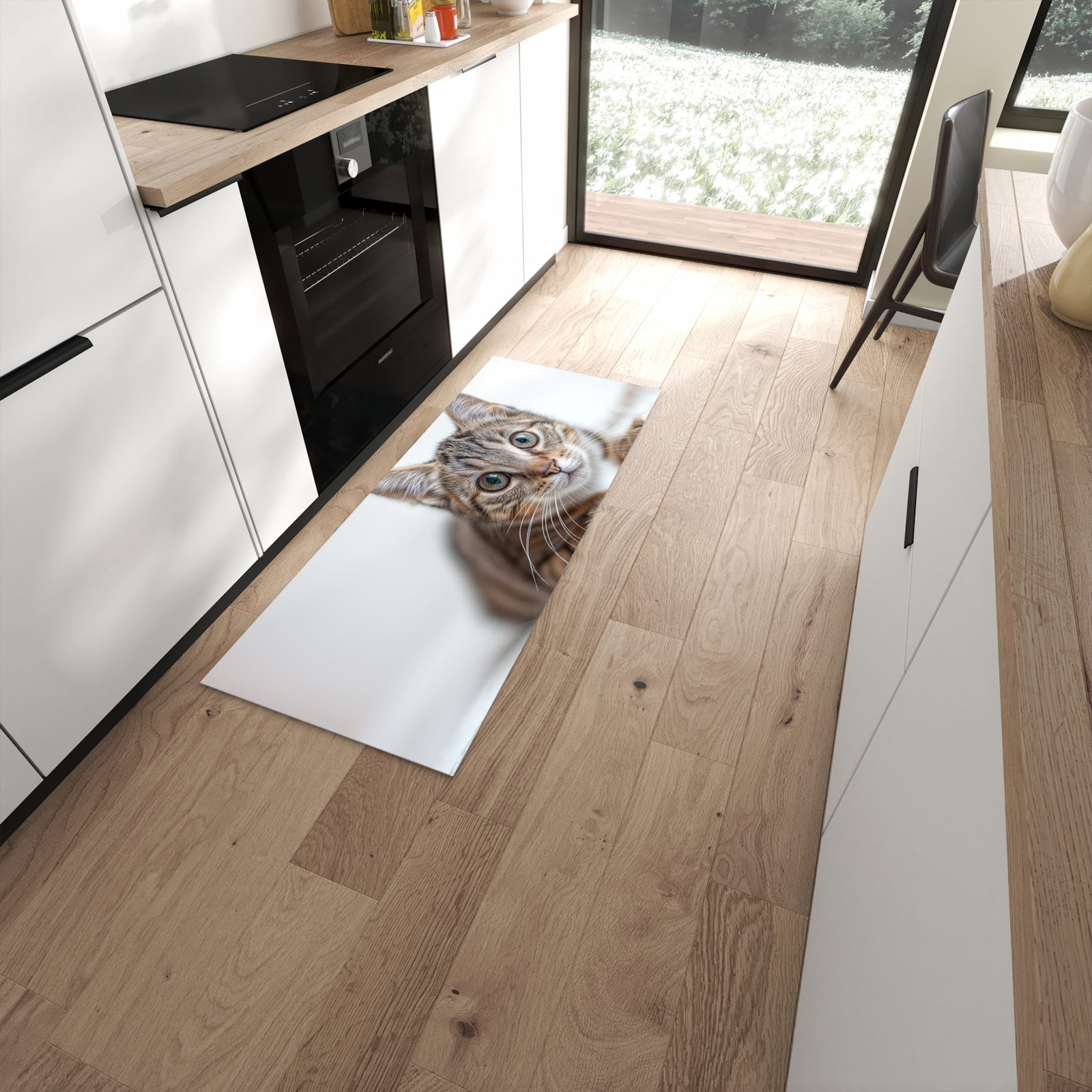 Küchenteppich mit Motiv Süße Kleine Katze für Ordnung in moderner Küche #grösse_60 x 150 cm