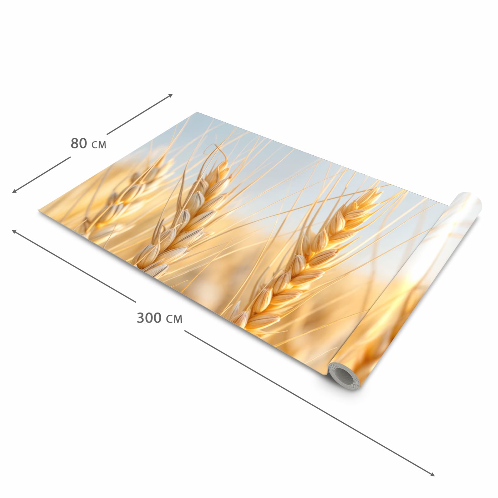 Geruchsneutraler langer Teppich Flur mit Motiv Weizenfeld in der Grösse 80x300 cm