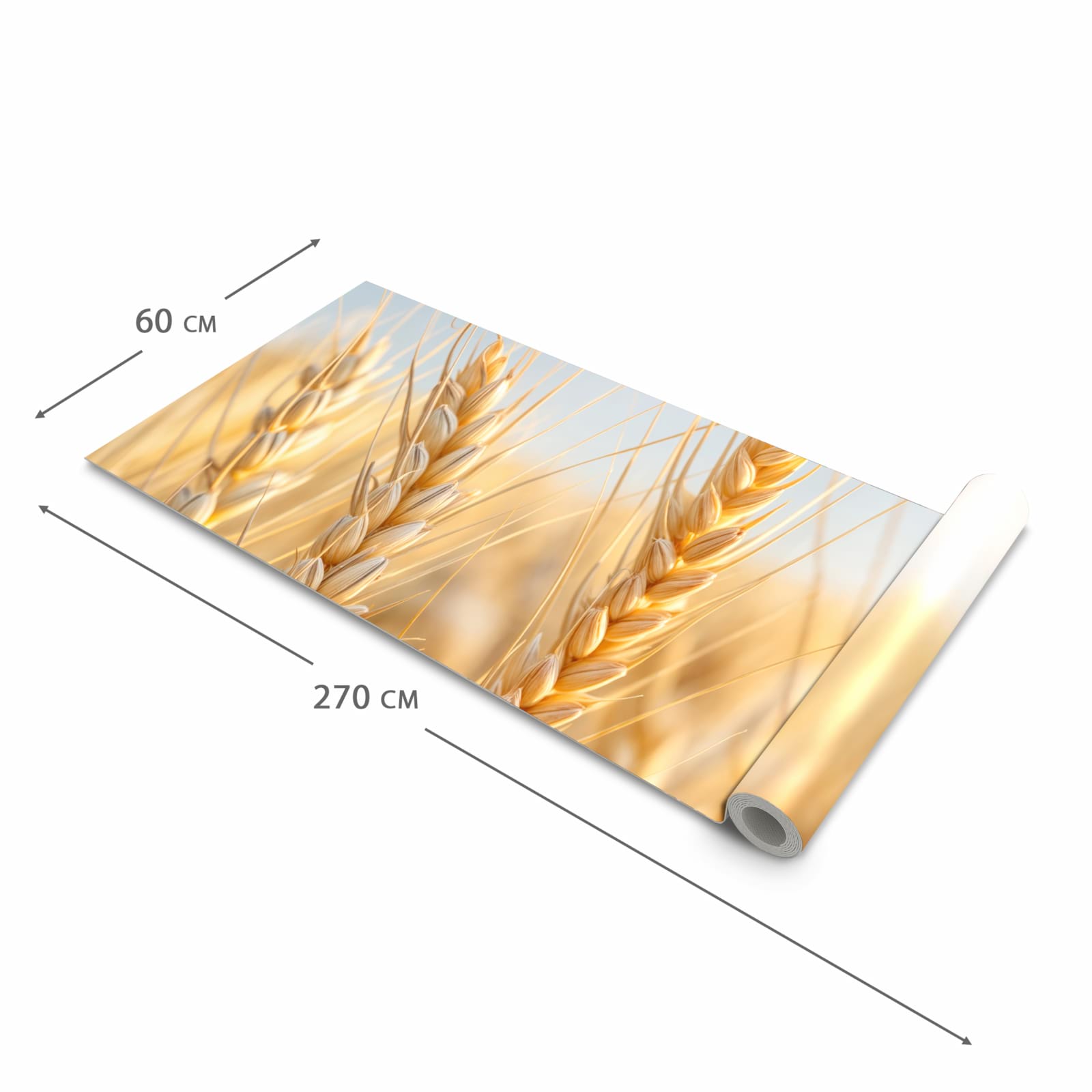 Abriebfester waschbarer Teppich Küche mit Motiv Weizenfeld in der Grösse 80x300 cm