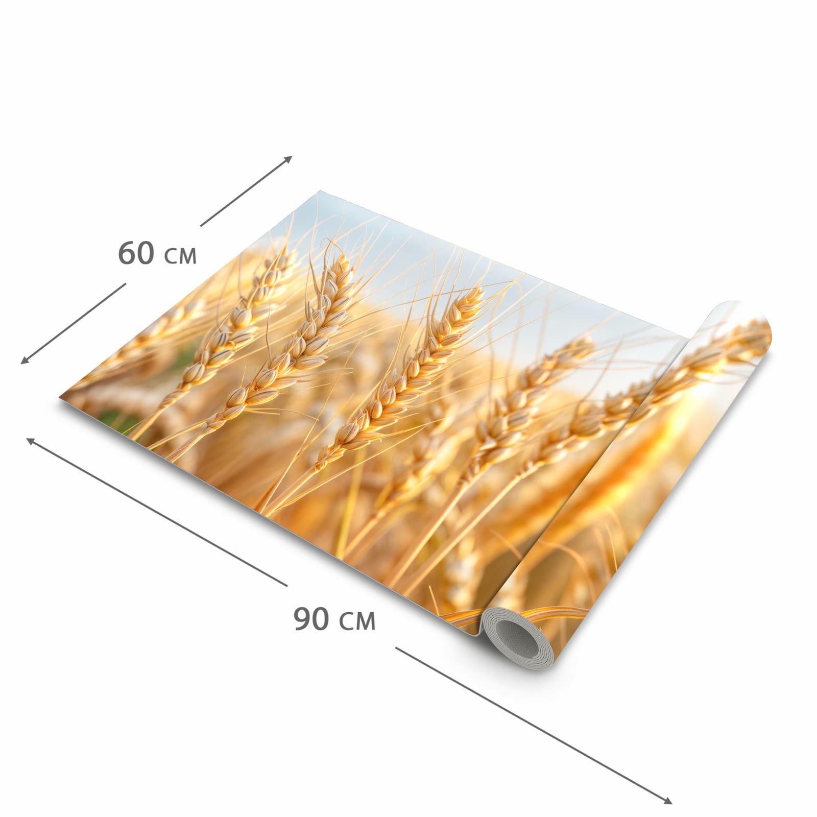 Komfortabler Küchenteppich mit Motiv Weizenfeld in der Grösse 80x300 cm