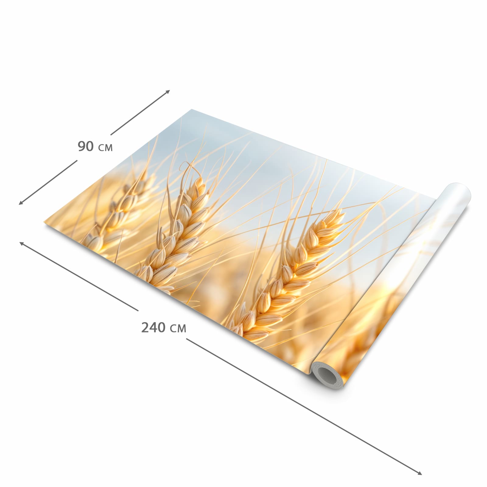 Flacher rutschfester Läufer mit Motiv Weizenfeld in der Grösse 80x300 cm