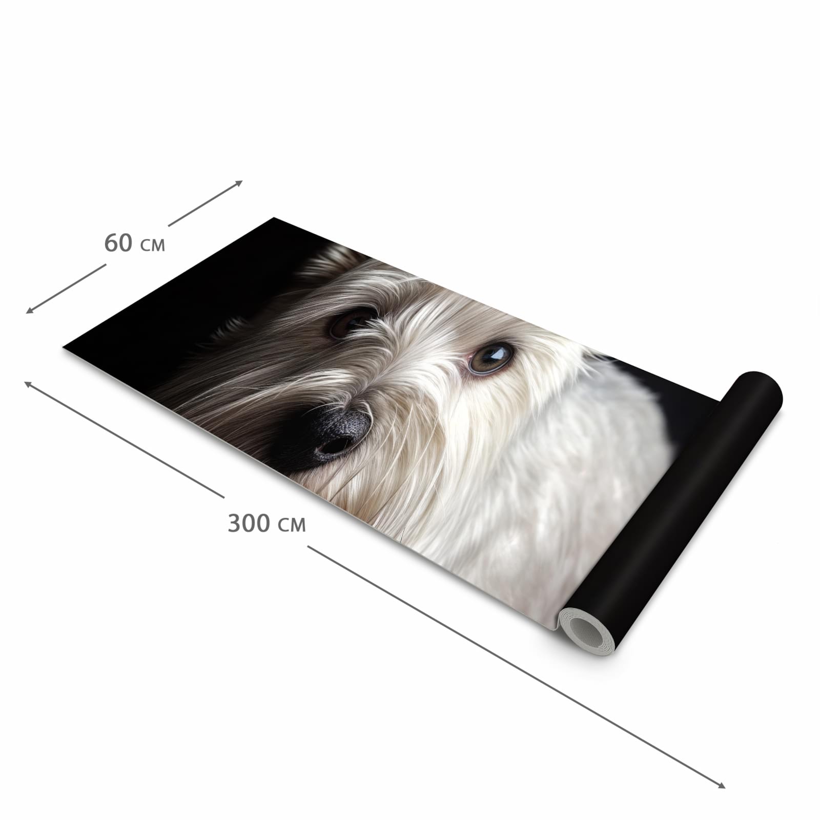 Wasserabweisender Küchenläufer mit Motiv Weisser Hund in der Grösse 80x280 cm