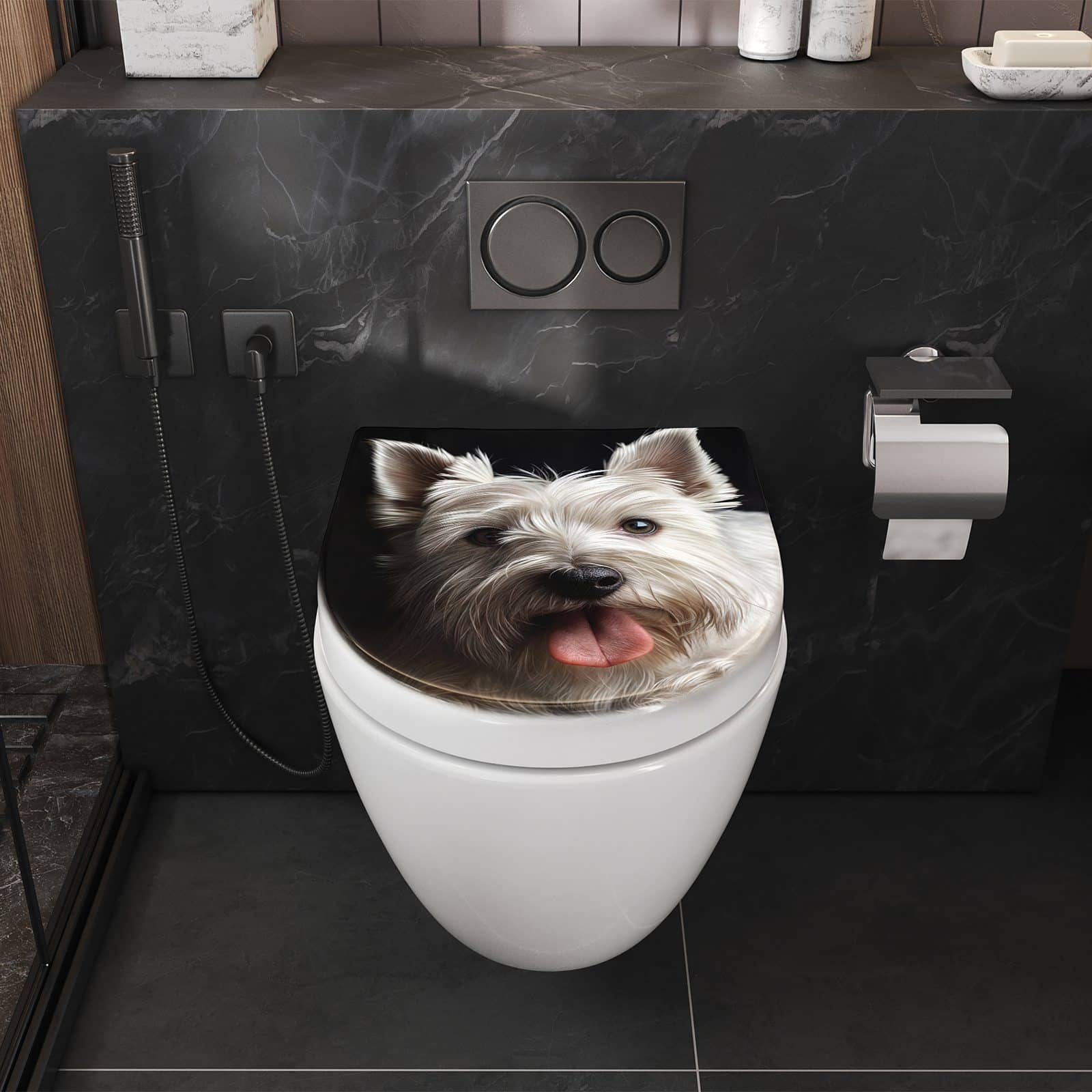 WC-Sitz mit Absenkautomatik Weisser Hund