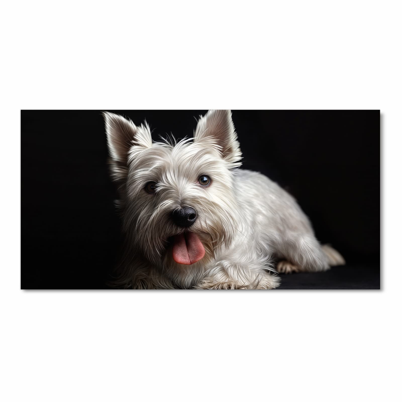 Langlebiger Küchenvorleger mit Motiv Weisser Hund in Frontansicht