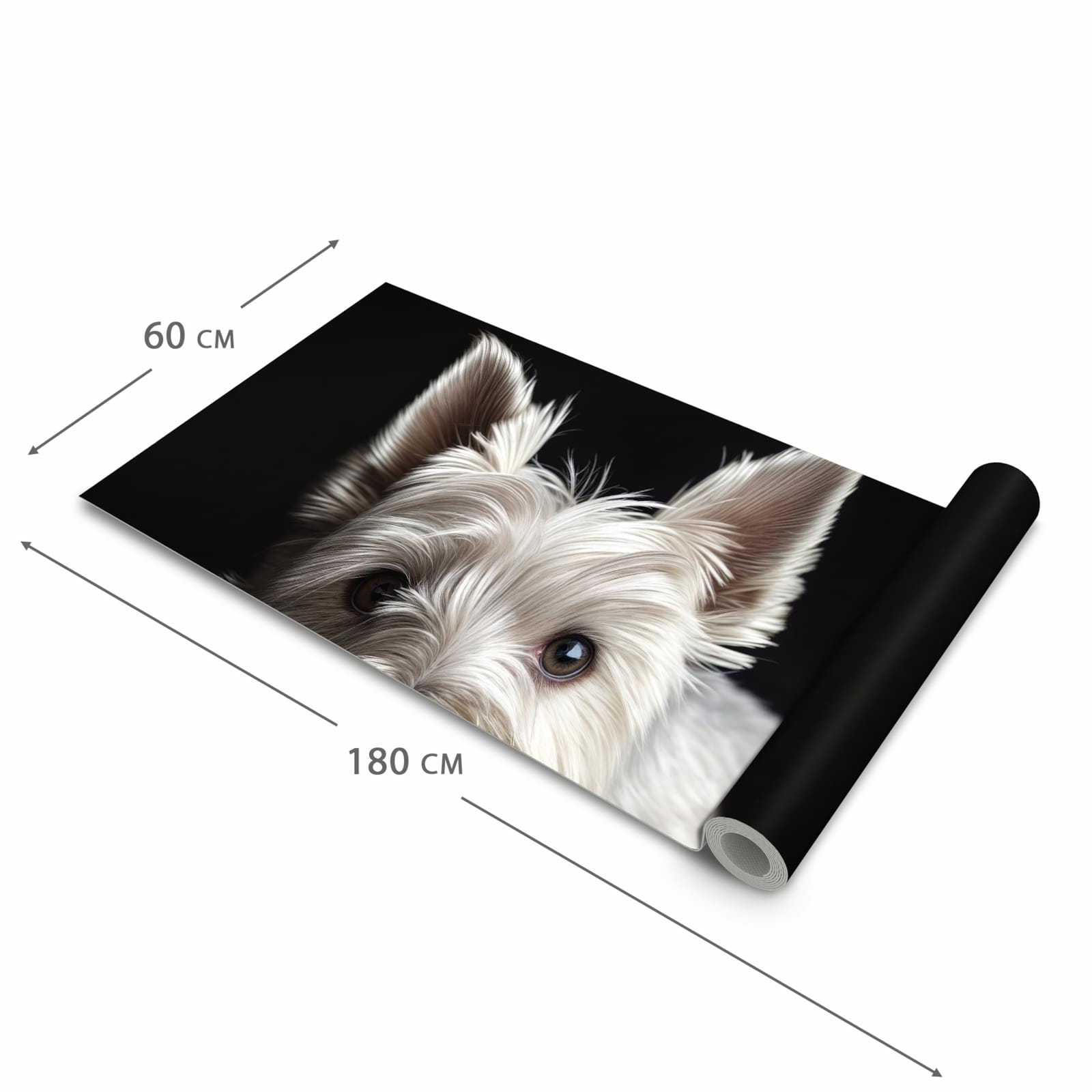 Abriebfester Küchenteppich mit Motiv Weisser Hund in der Grösse 80x280 cm