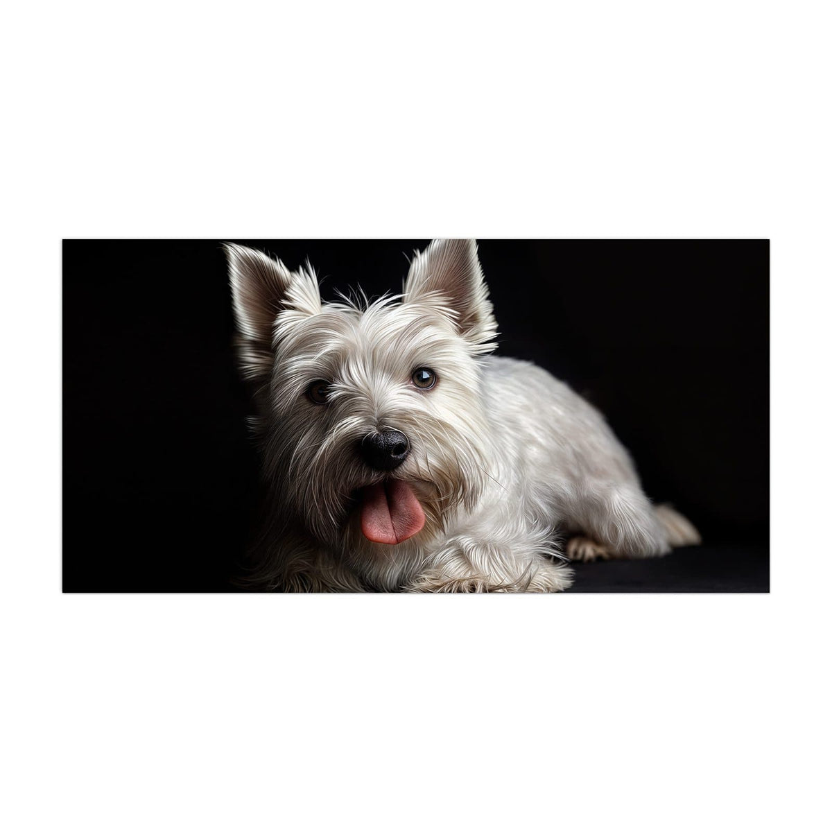 Küchenrückwand aus Glas Weißer Terrier im Hochformat, Motiv bildfüllend von vorn