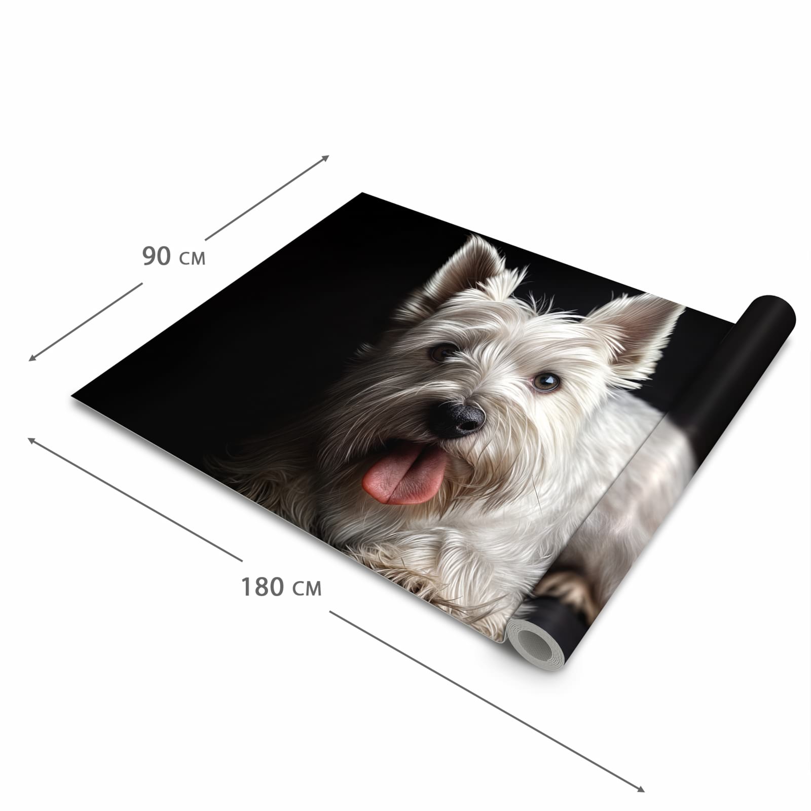 Pflegeleichter moderner Küchenläufer mit Motiv Weisser Hund in der Größe 80x280 cm