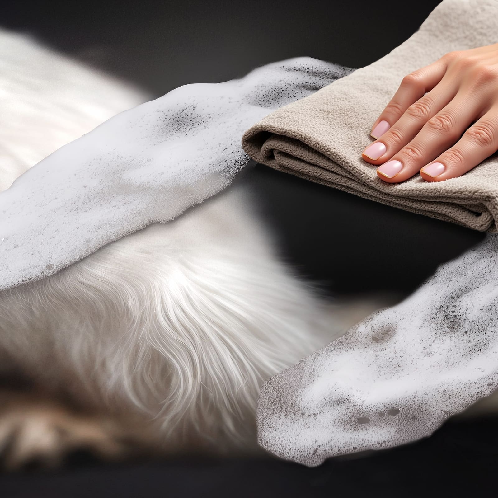 Pflegeleichter Bodenläufer Teppich mit Motiv Weisser Hund für komfortables Stehen