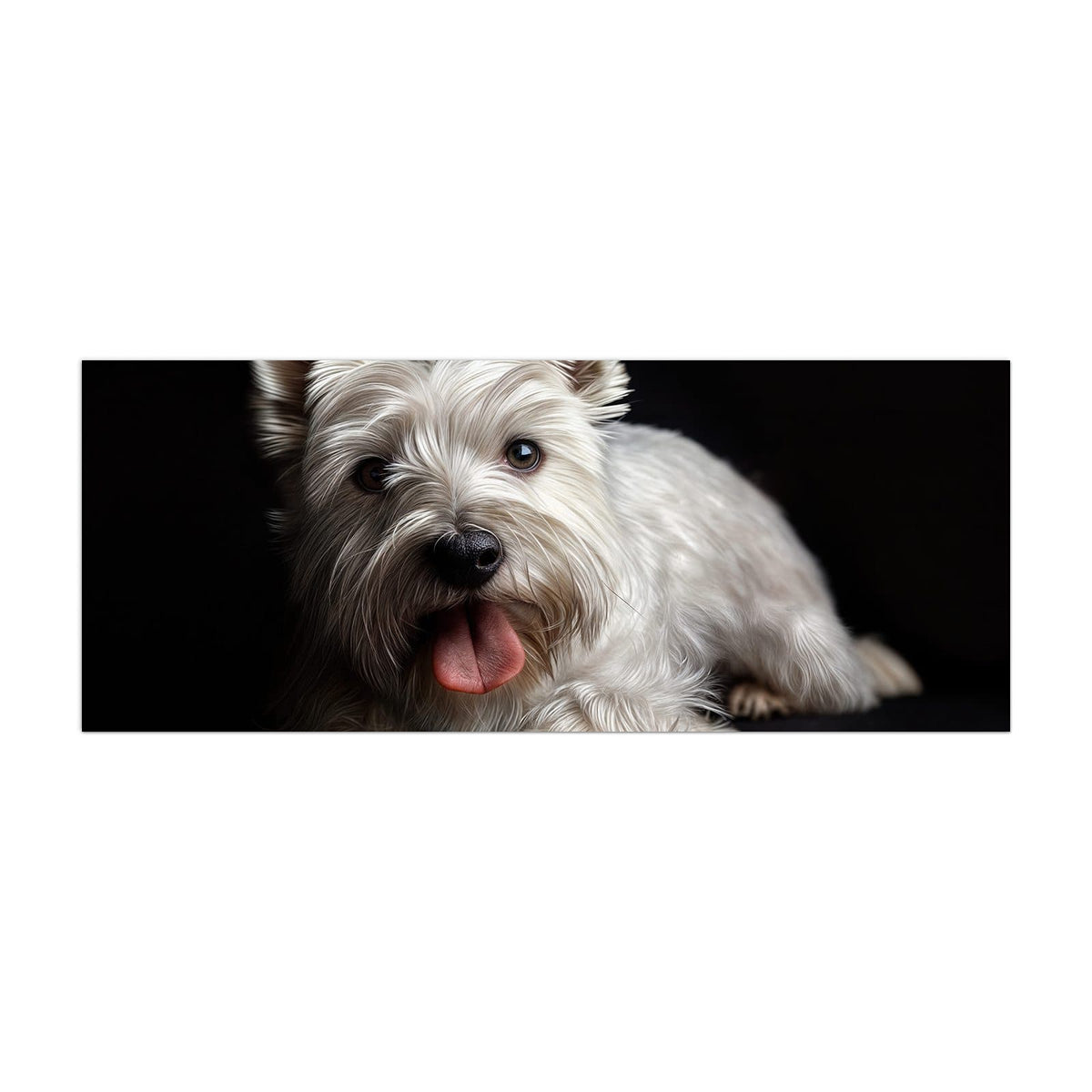 Küchenrückwand aus Glas Weißer Terrier im Hochformat, Motiv bildfüllend von vorn
