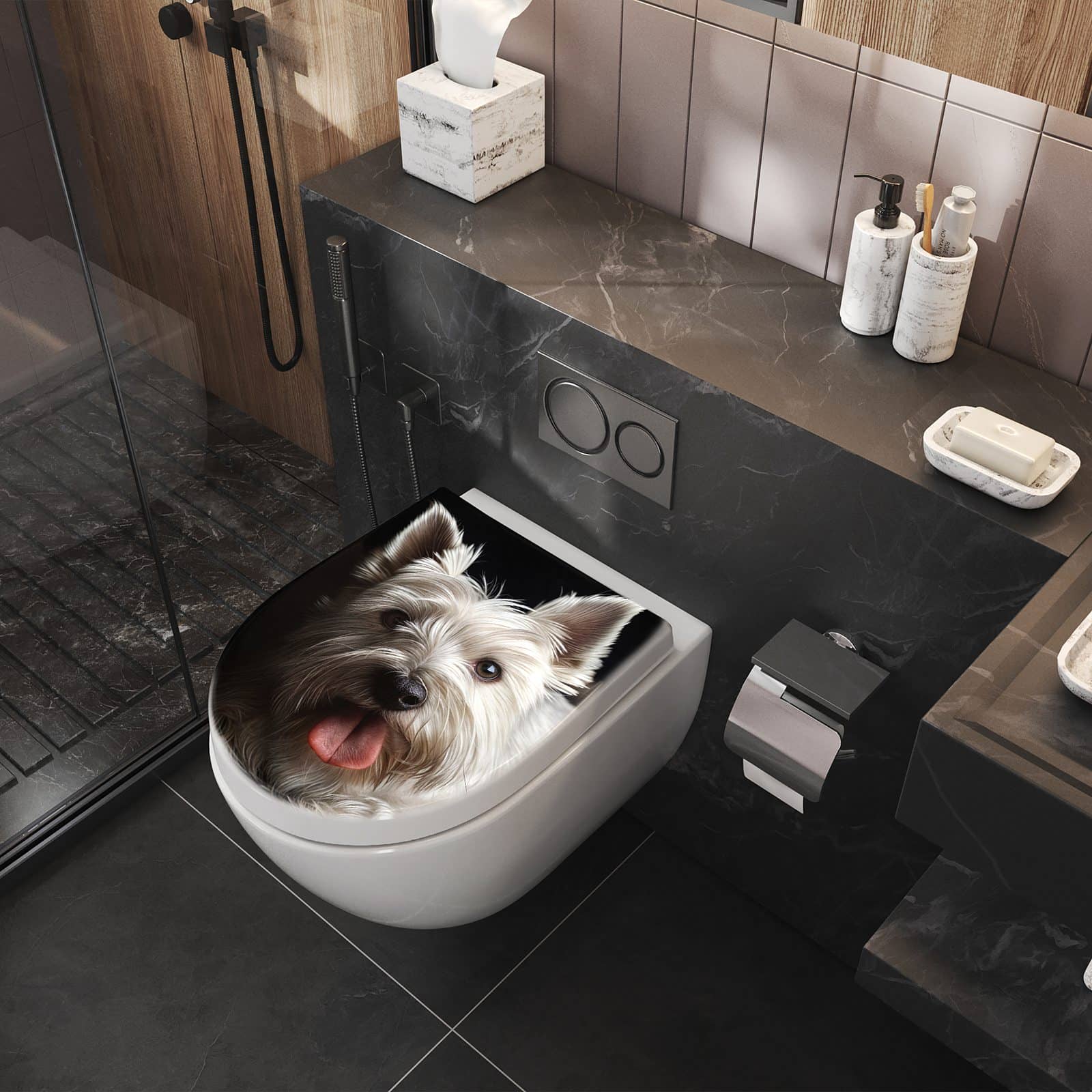 WC-Sitz mit Absenkautomatik Weisser Hund