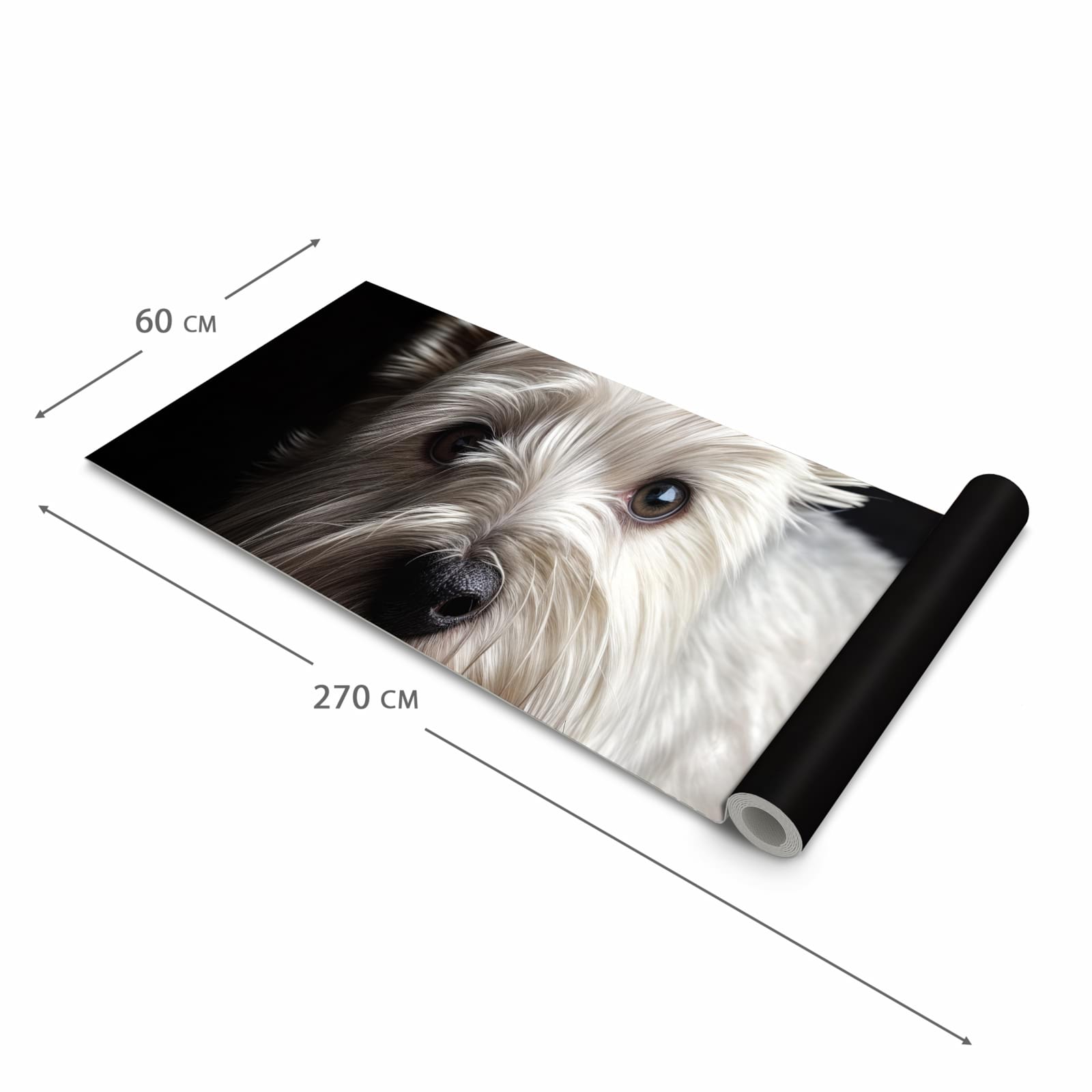 Komfortabler Küchenläufer mit Motiv Weisser Hund in der Grösse 80x280 cm