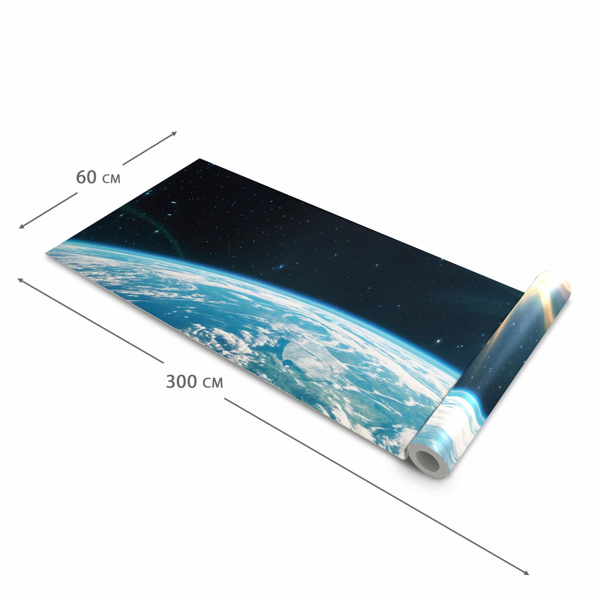 Rutschfester Bodenläufer Teppich mit Motiv Blick Auf Die Erde in der Grösse 80x250 cm