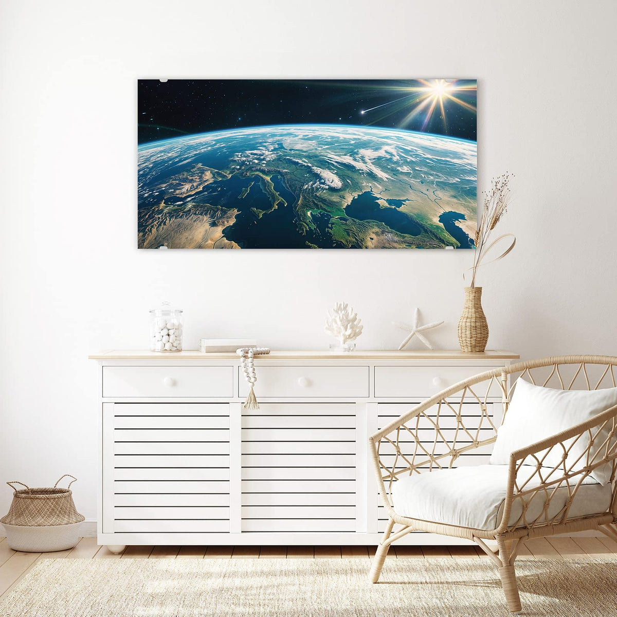 Echtglas, 4 mm – kein Acryl, keine Folie – Wandbild - Blauer Planet - Querformat