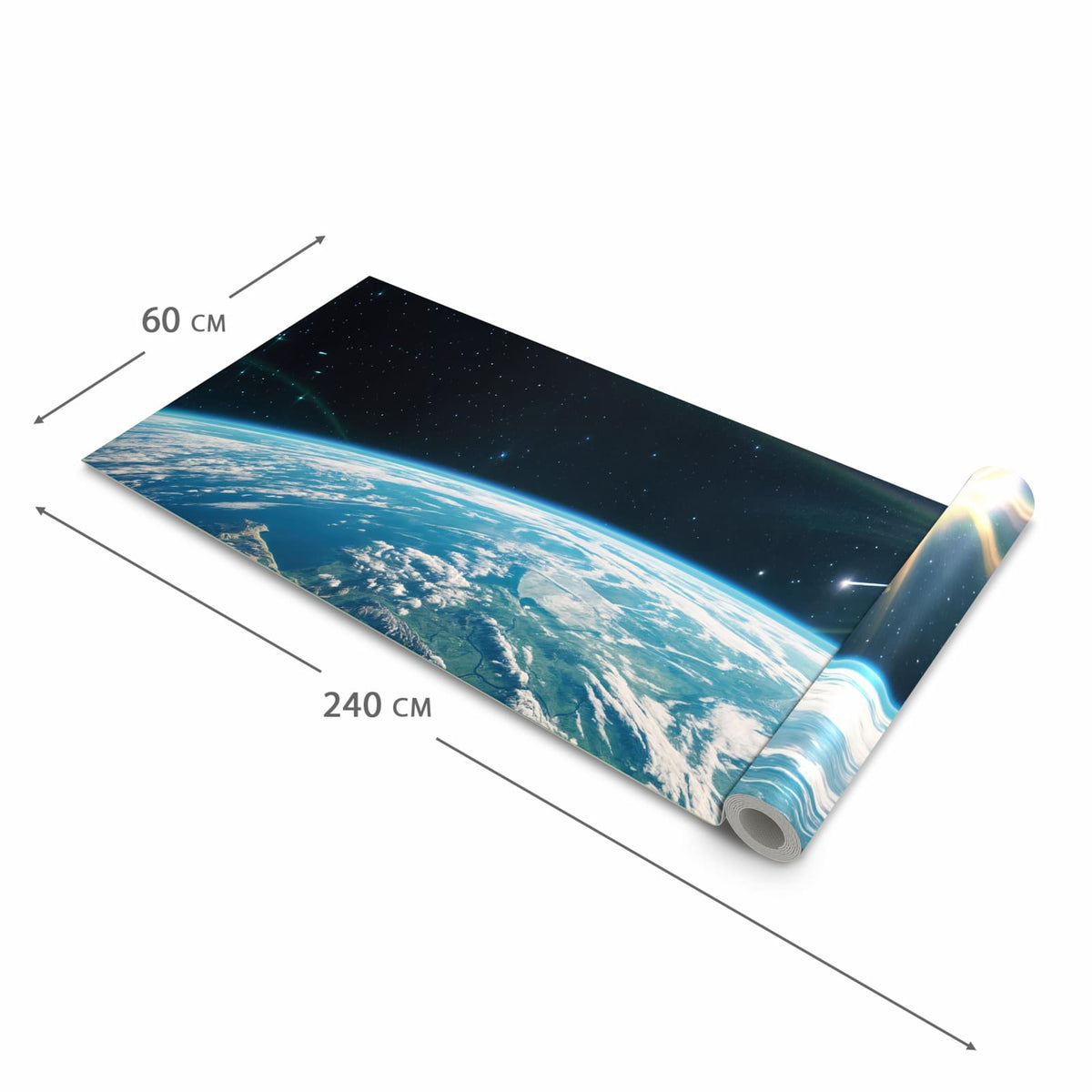 Waschbarer rutschfester Küchenteppich mit Motiv Blick Auf Die Erde in der Größe 80x250 cm