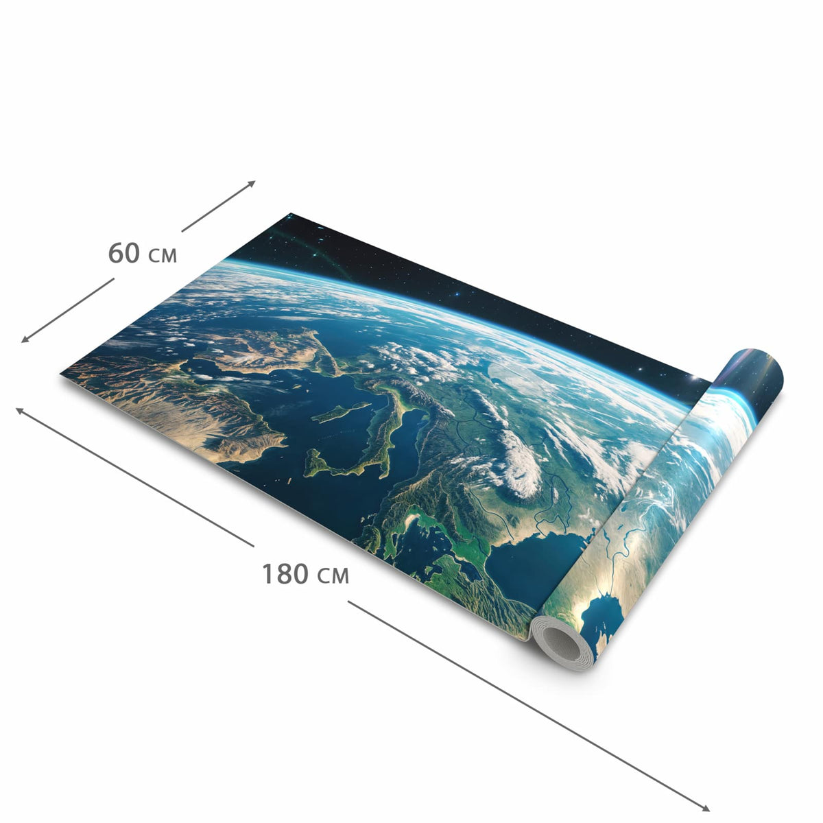 Strapazierfähiger waschbarer Teppich Esstisch mit Motiv Blick Auf Die Erde in der Größe 80x250 cm