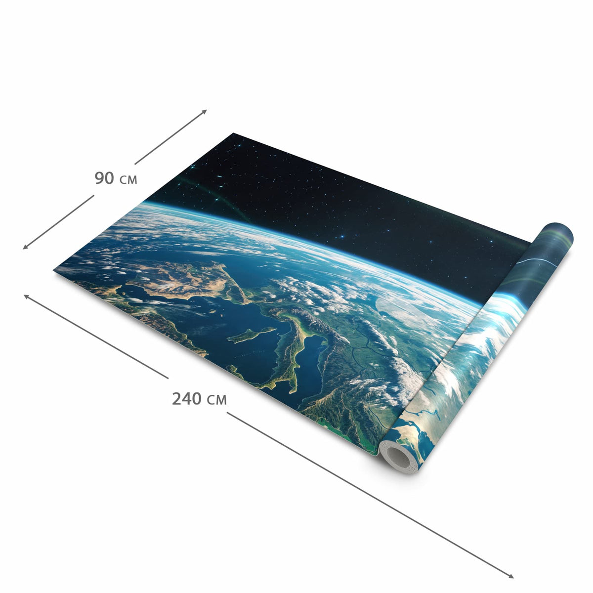 Waschbarer Küchenteppich mit Motiv Blick Auf Die Erde in der Grösse 80x280 cm für sichere Aufbewahrung