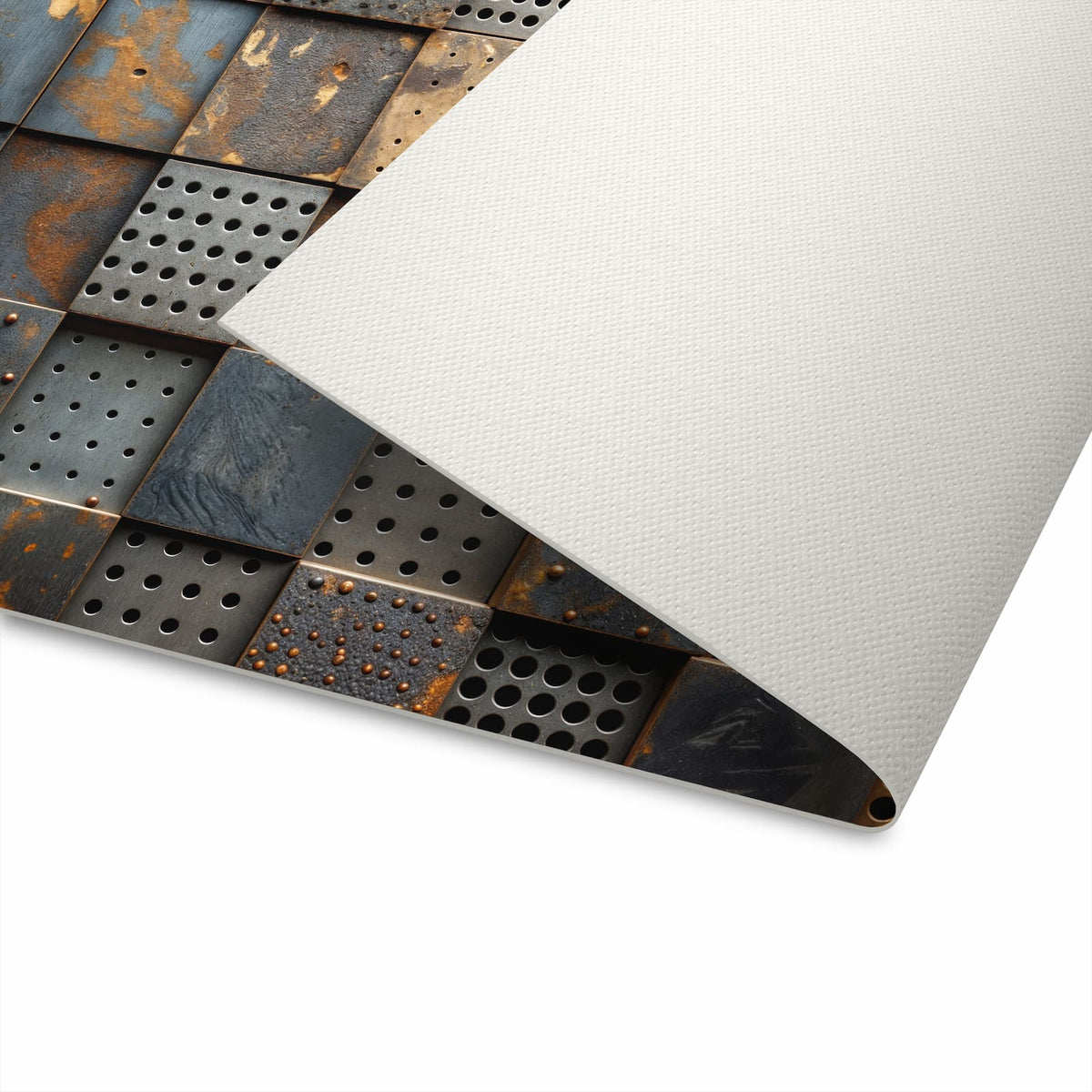 Leicht waschbarer Küchenteppich mit Motiv Gelochte Metallplatten in moderner Küche