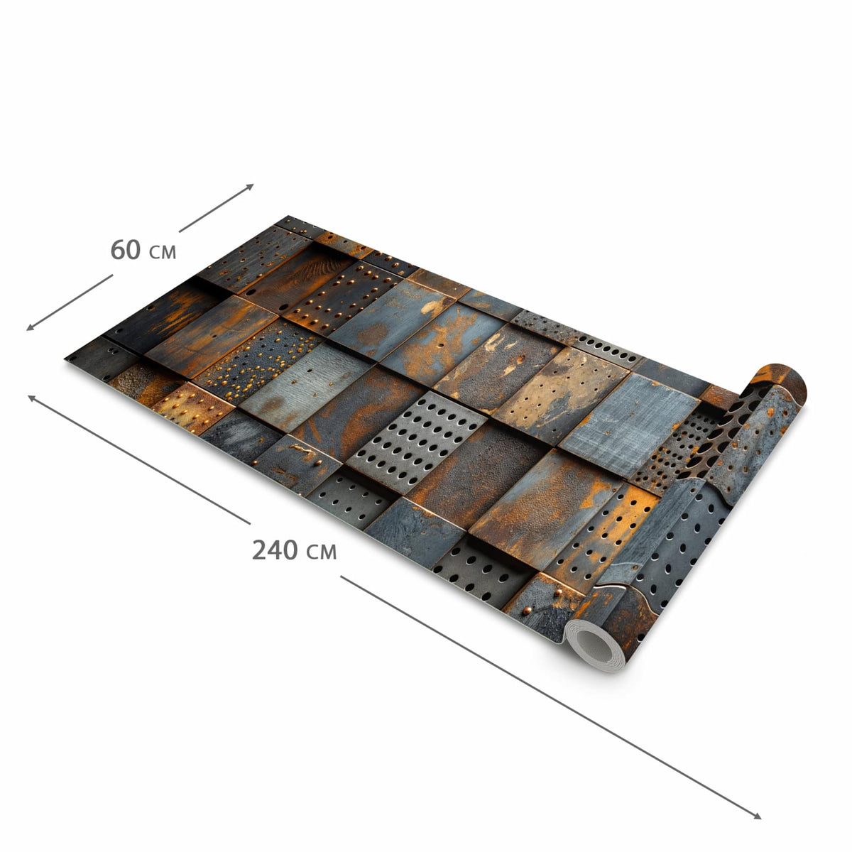 Wasserabweisender Küchenläufer mit Motiv Gelochte Metallplatten in der Grösse 80x250 cm