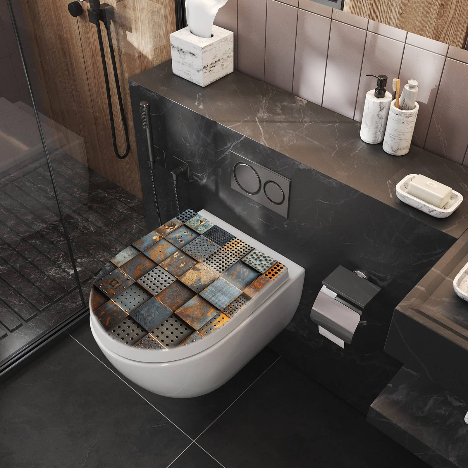 WC-Sitz mit Absenkautomatik Gelochte Metallplatten