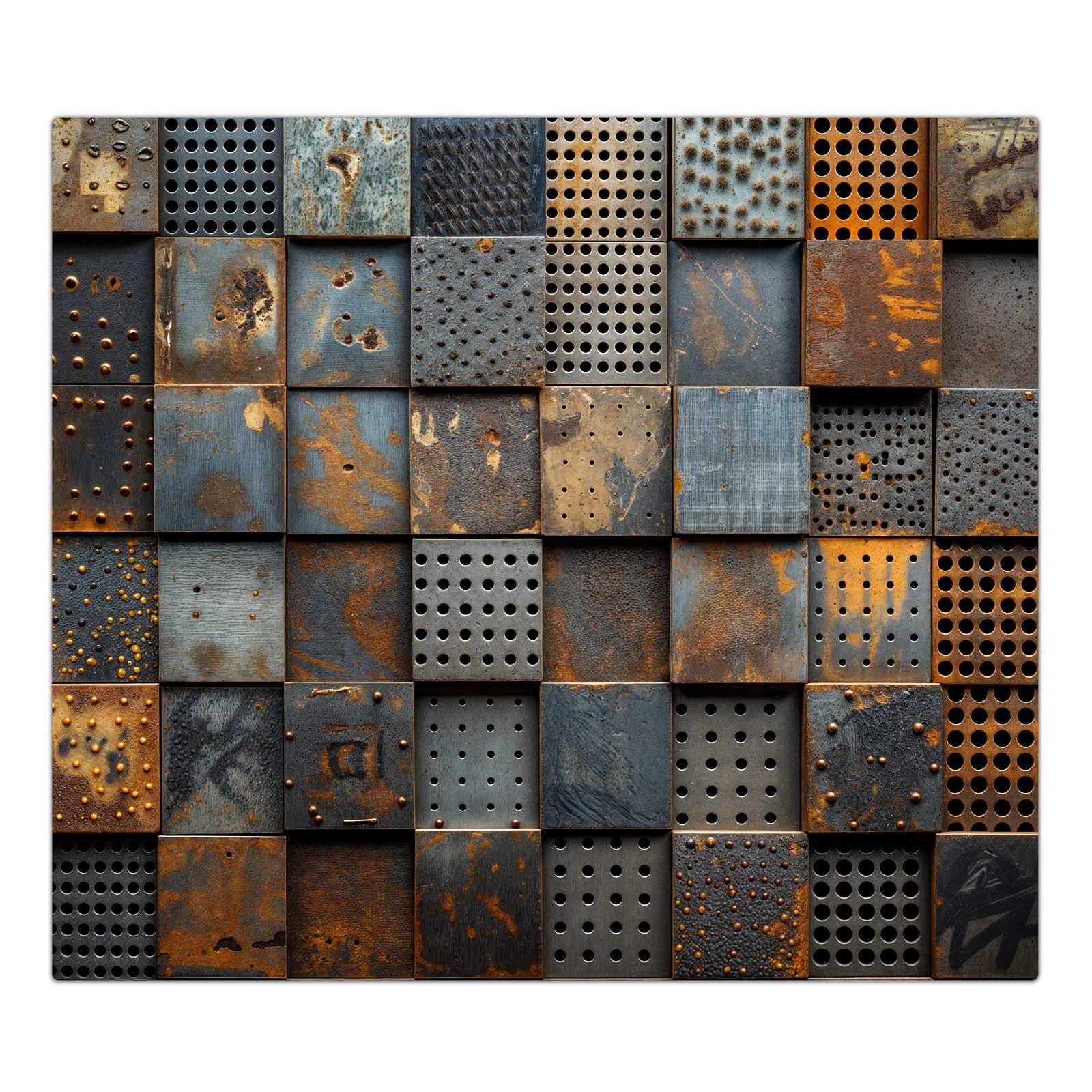 1-teilige Abdeckplatte für Ceranfeld mit Gelochte Metallplatten-Motiv in der Frontansicht #grösse_1-Teilig (60x52cm)