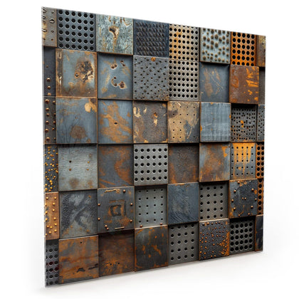 Küchenrückwand mit dem Motiv Gelochte Metallplatten