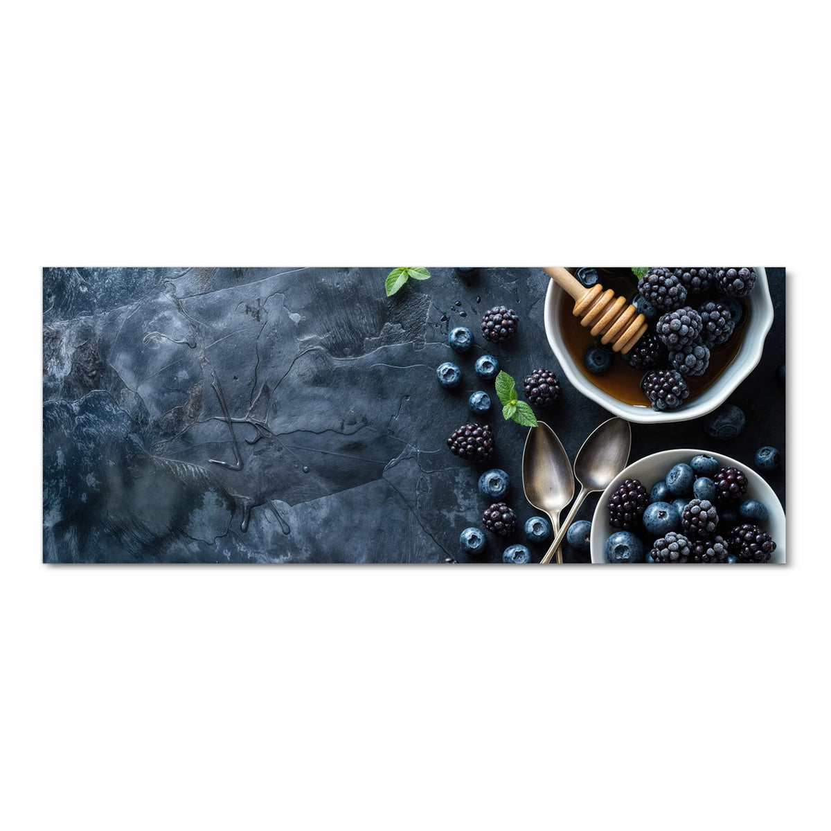 Wasserabweisender Küchenteppich mit Motiv Blaubeeren Stillleben in Frontansicht