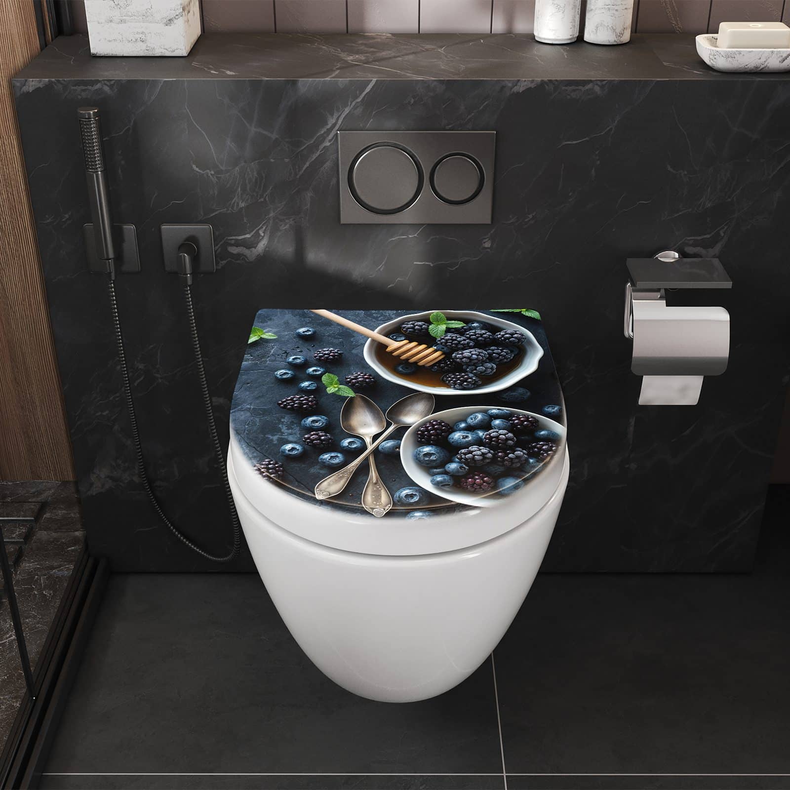 WC-Sitz mit Absenkautomatik Blaubeeren Stillleben