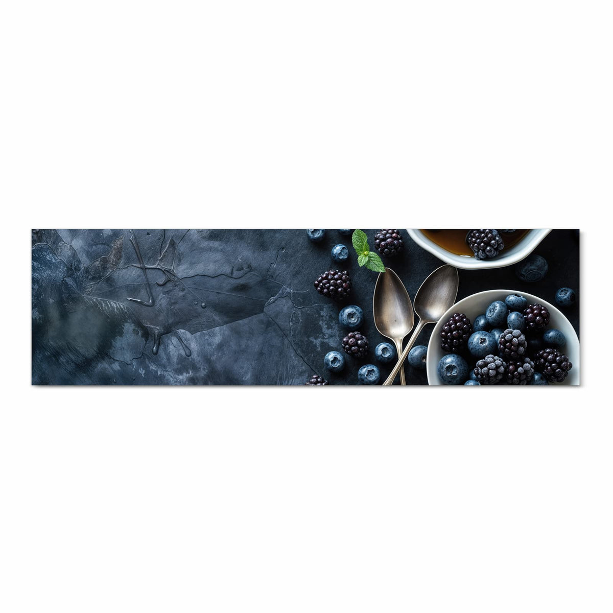 Komfortabler Küchenläufer mit Motiv Blaubeeren Stillleben in Frontansicht