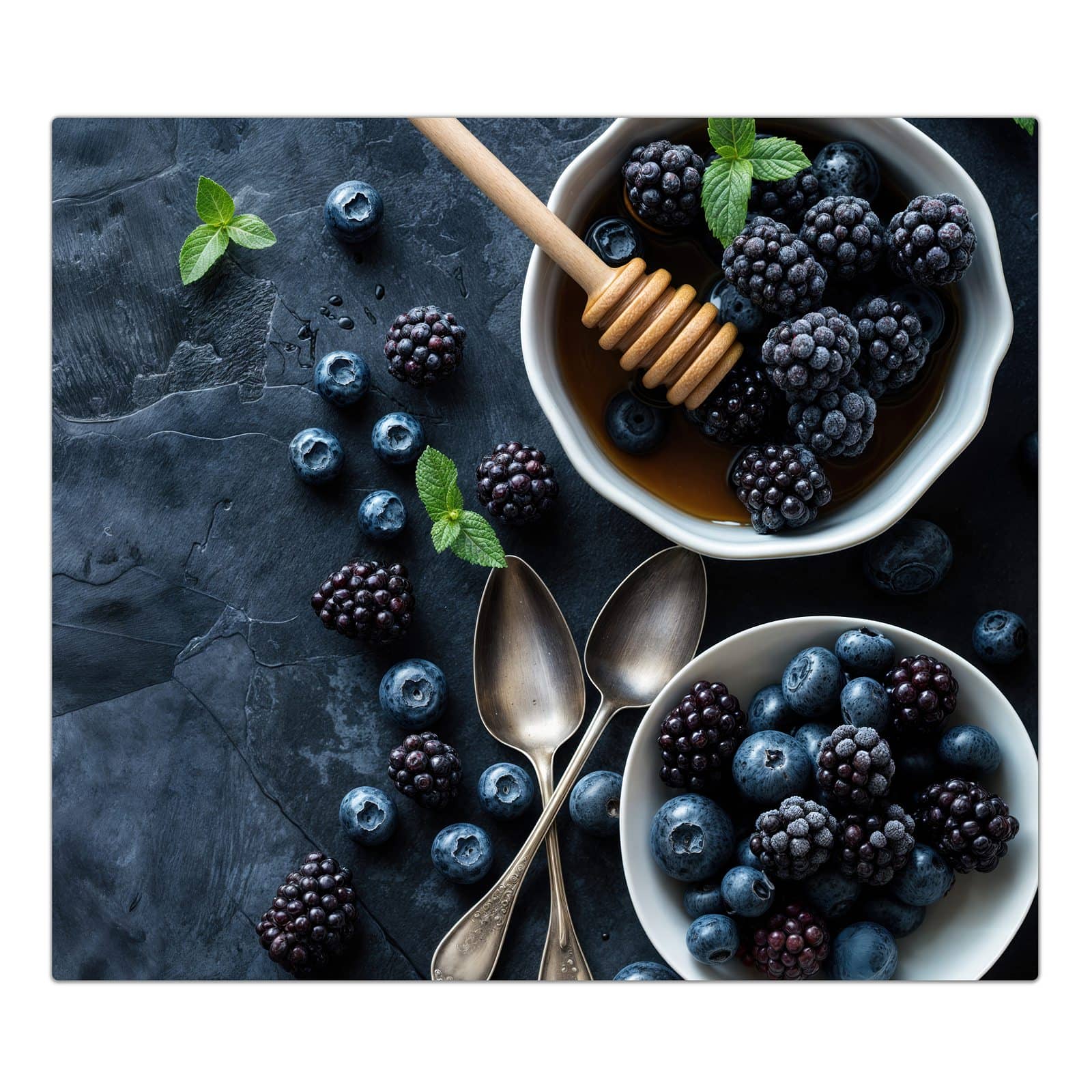 1-teilige Glasplatte für Herd mit Blaubeeren Stillleben-Motiv in der Frontansicht #grösse_1-Teilig (60x52cm)