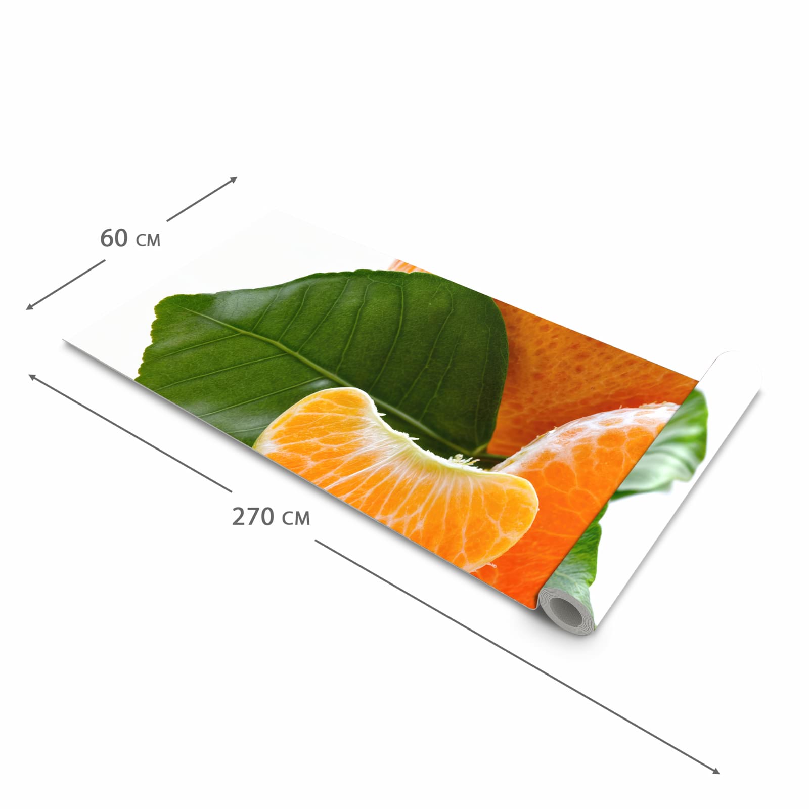 Geruchsneutraler rutschfester Küchenläufer mit Motiv Frische Mandarine in der Grösse 80x200 cm