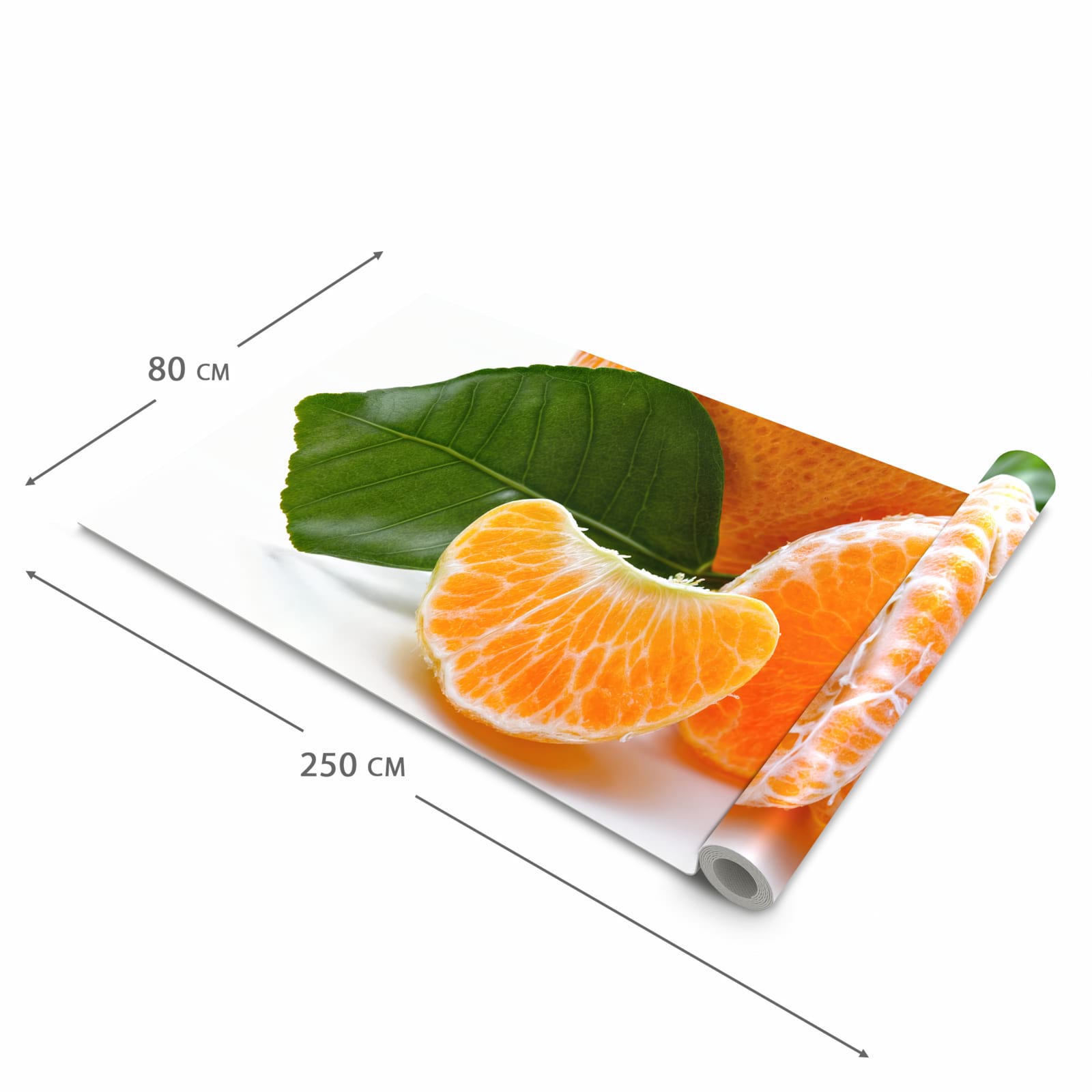 Komfortabler rutschfester Küchenläufer mit Motiv Frische Mandarine in der Größe 80x200 cm