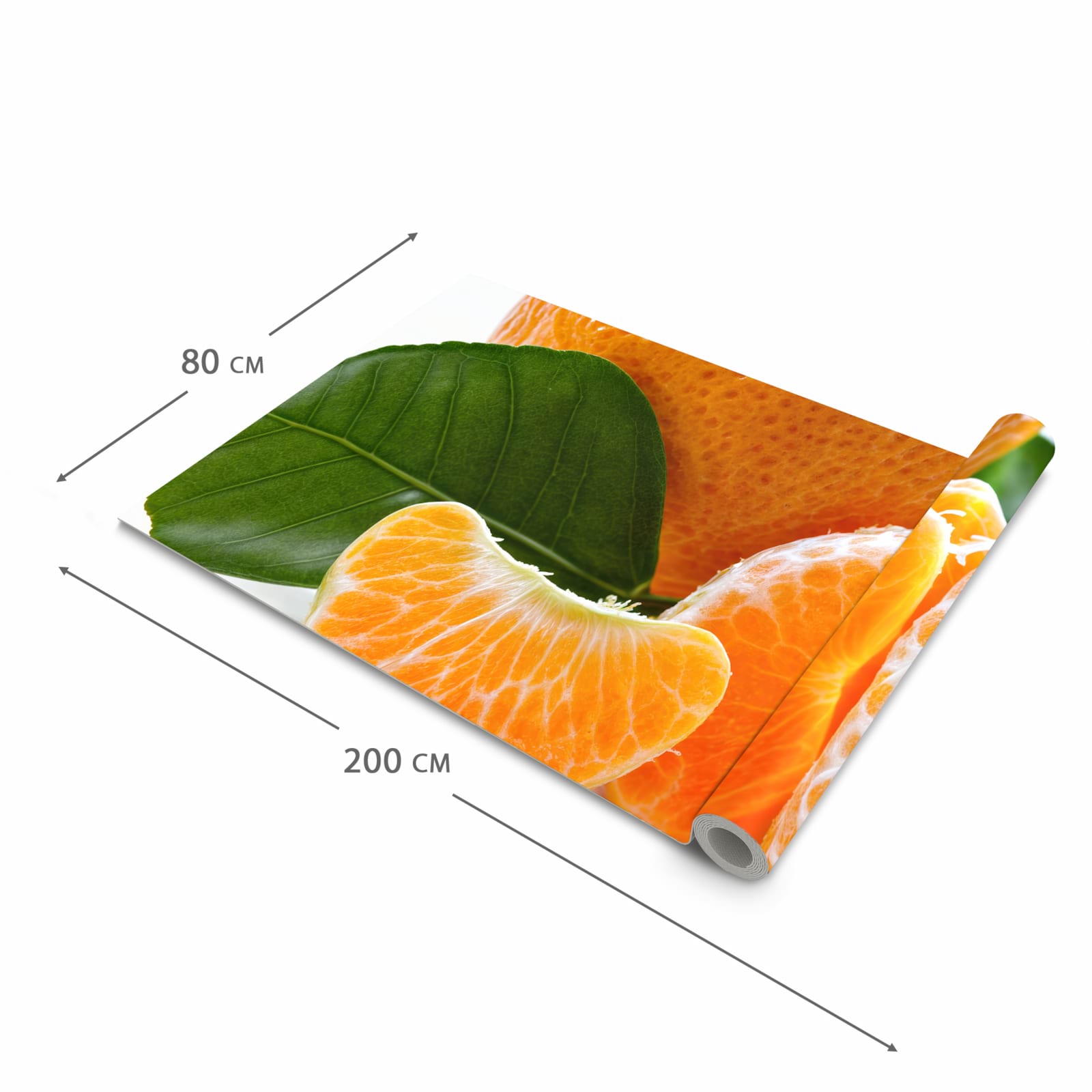 Pflegeleichter waschbarer Küchenläufer mit Motiv Frische Mandarine in der Grösse 80x200 cm