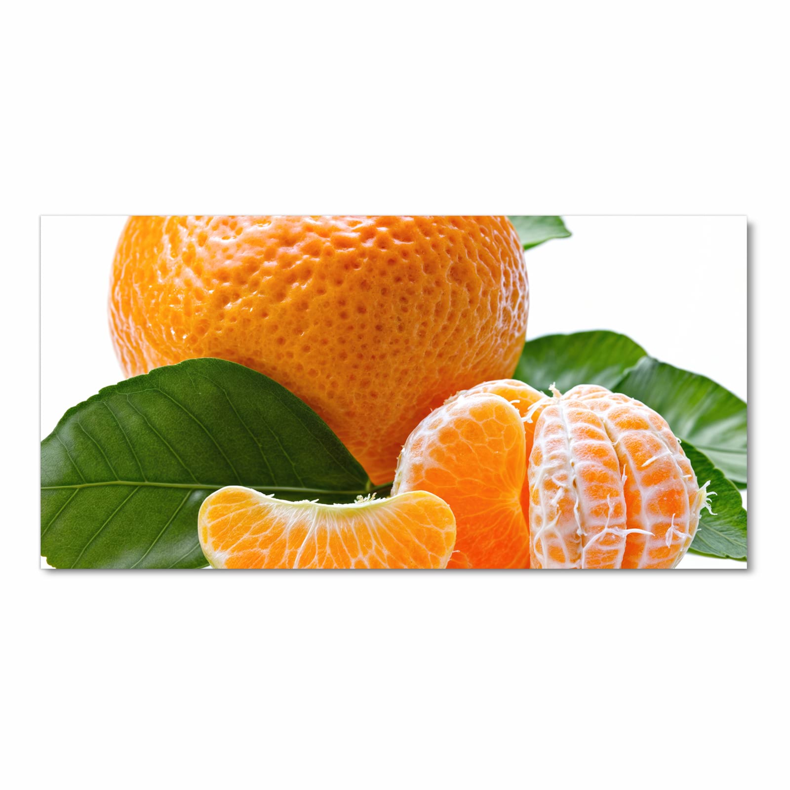 Feuchtigkeitsresistenter dünner Küchenteppich mit Motiv Frische Mandarine in Frontansicht