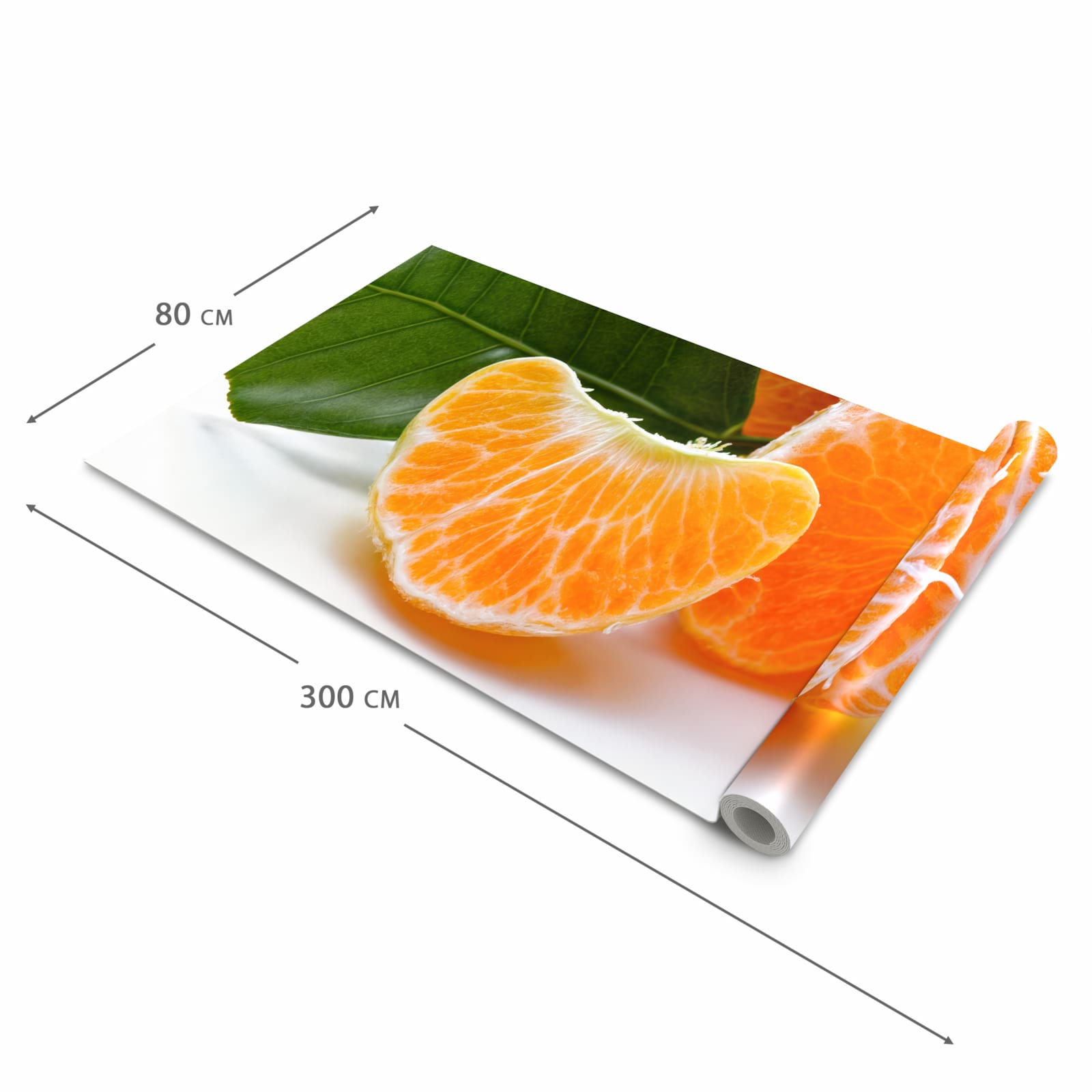 Pflegeleichter Küchenläufer nach Maß mit Motiv Frische Mandarine in der Größe 80x200 cm