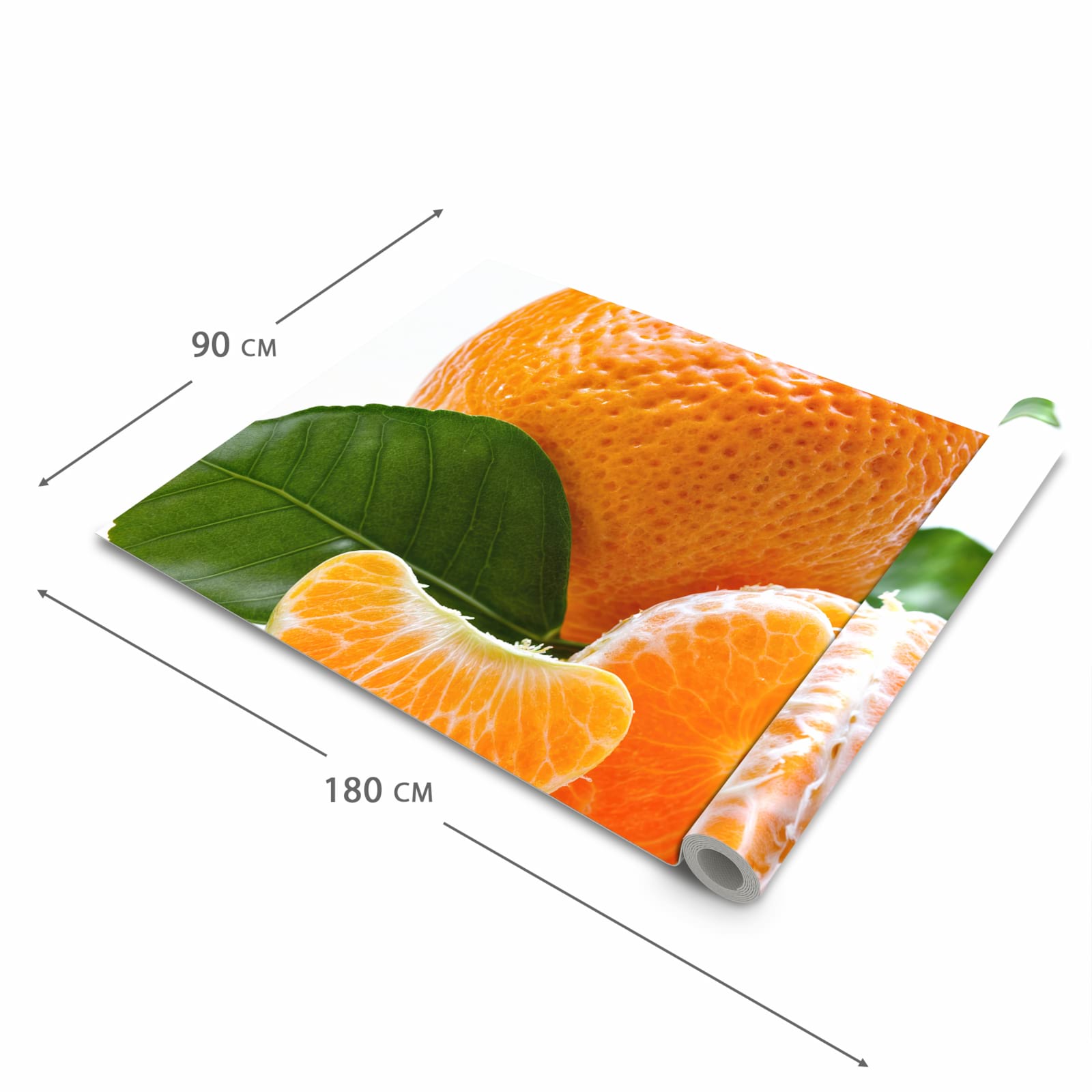 Waschbarer Küchenläufer mit Motiv Frische Mandarine in der Grösse 80x200 cm für angenehme Haptik