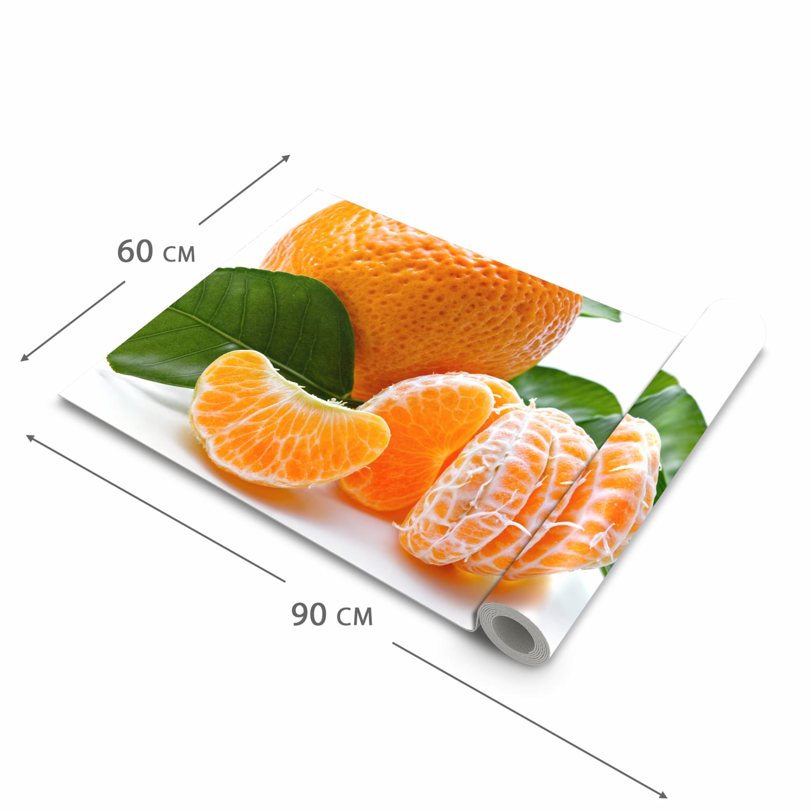 Flacher rutschfester Küchenläufer mit Motiv Frische Mandarine in der Grösse 80x200 cm