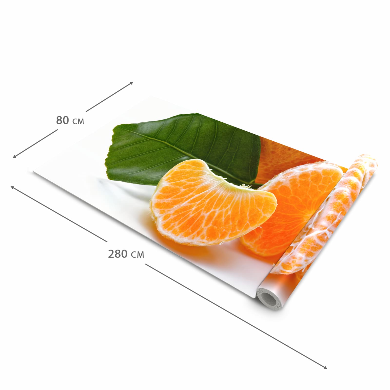 Rutschhemmender moderner Küchenläufer mit Motiv Frische Mandarine in der Grösse 80x200 cm