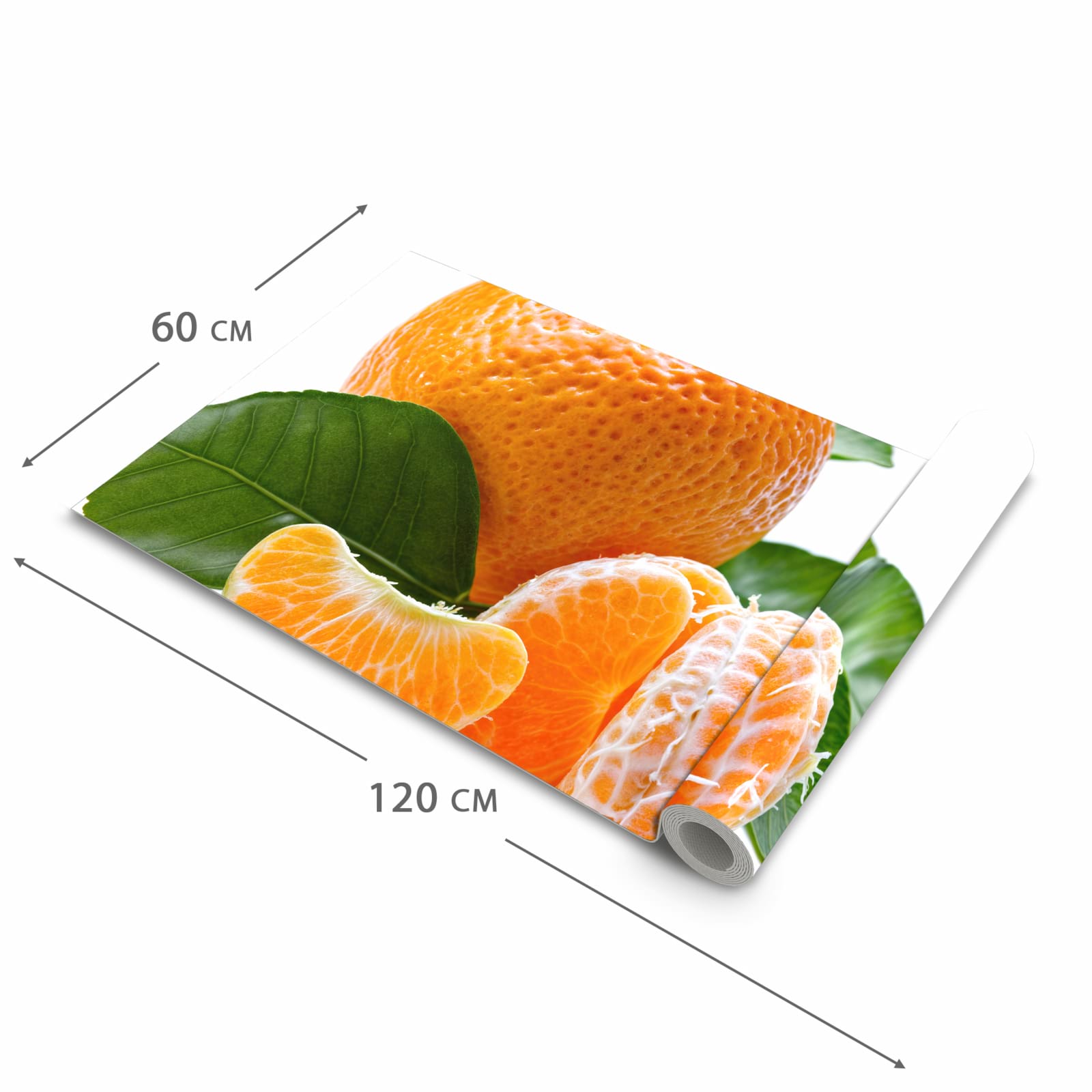 Waschbarer Küchenteppich mit Motiv Frische Mandarine in der Grösse 80x200 cm für Trittkomfort