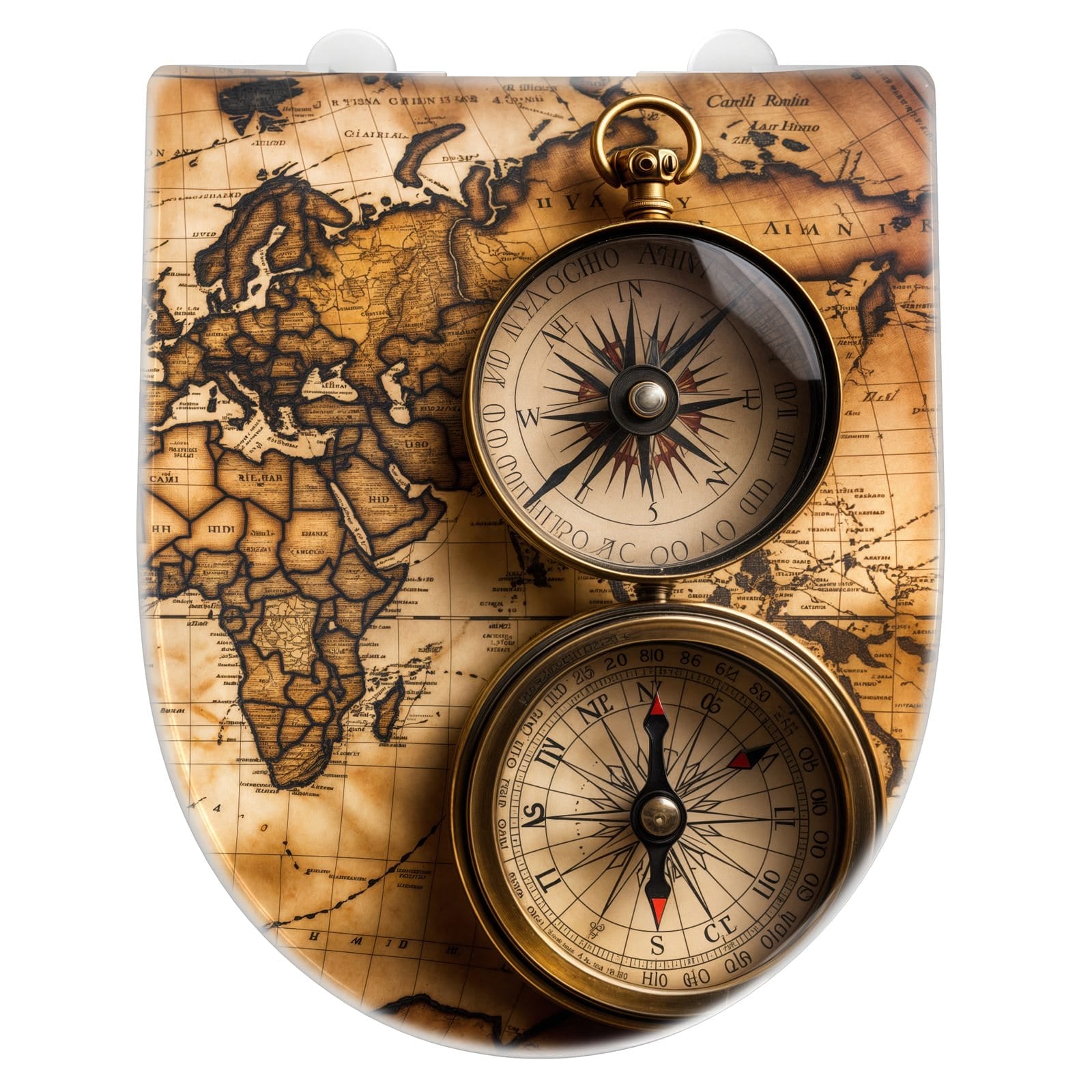 WC-Sitz mit Absenkautomatik Vintage Weltkarte Kompass