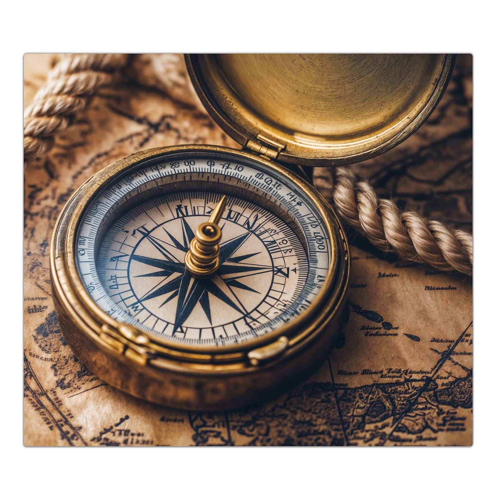 1-teilige Ceranfeld-Abdeckung mit Kompass auf Karte-Motiv in der Frontansicht #grösse_1-Teilig (60x52cm)