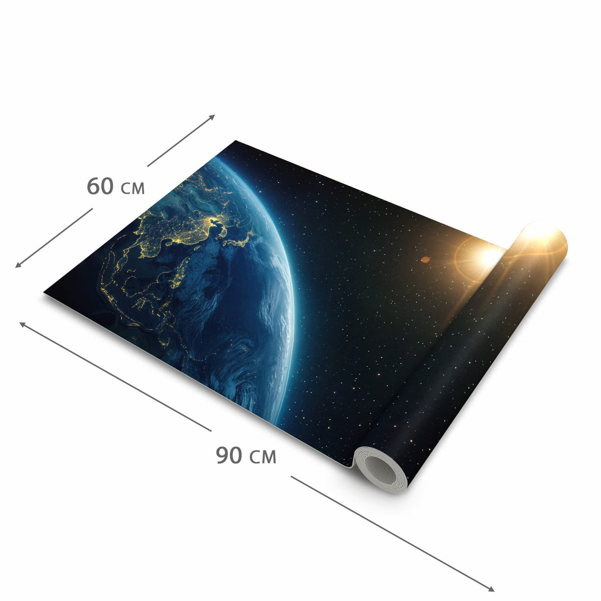 Küchenteppich mit Motiv Erde bei Nacht in der Grösse 60x90 cm für sichere Aufbewahrung