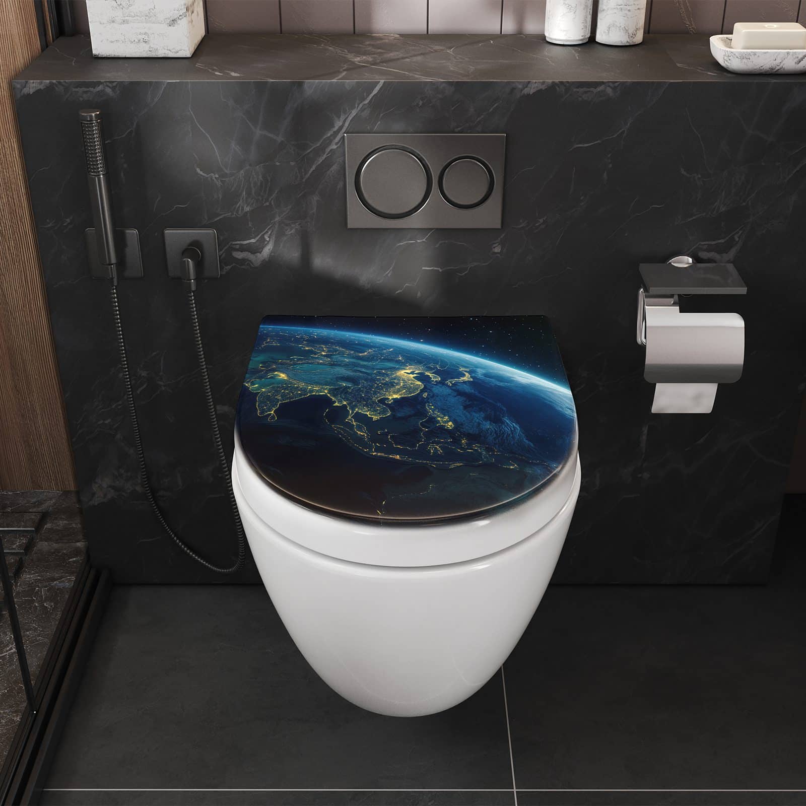 WC-Sitz mit Absenkautomatik Erde bei Nacht